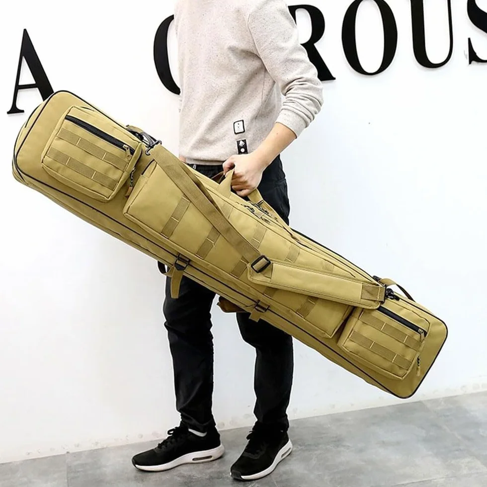 Bolsa táctica para Rifle, Fundas De Rifle para 2 Rifles Y 2 Pistolas,para Rifle para Caza Campo De Tiro,Bolsa para Armas Largas De Estilo Militar,Articulos De Caza Khaki,120cm