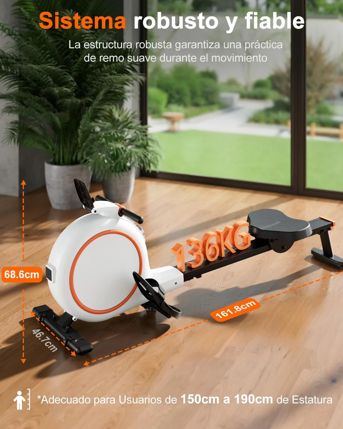 Superun Máquina de Remo magnética para casa, con 32 Niveles de Resistencia, aplicación de Control de Remo Profesional para casa con Pantalla LCD