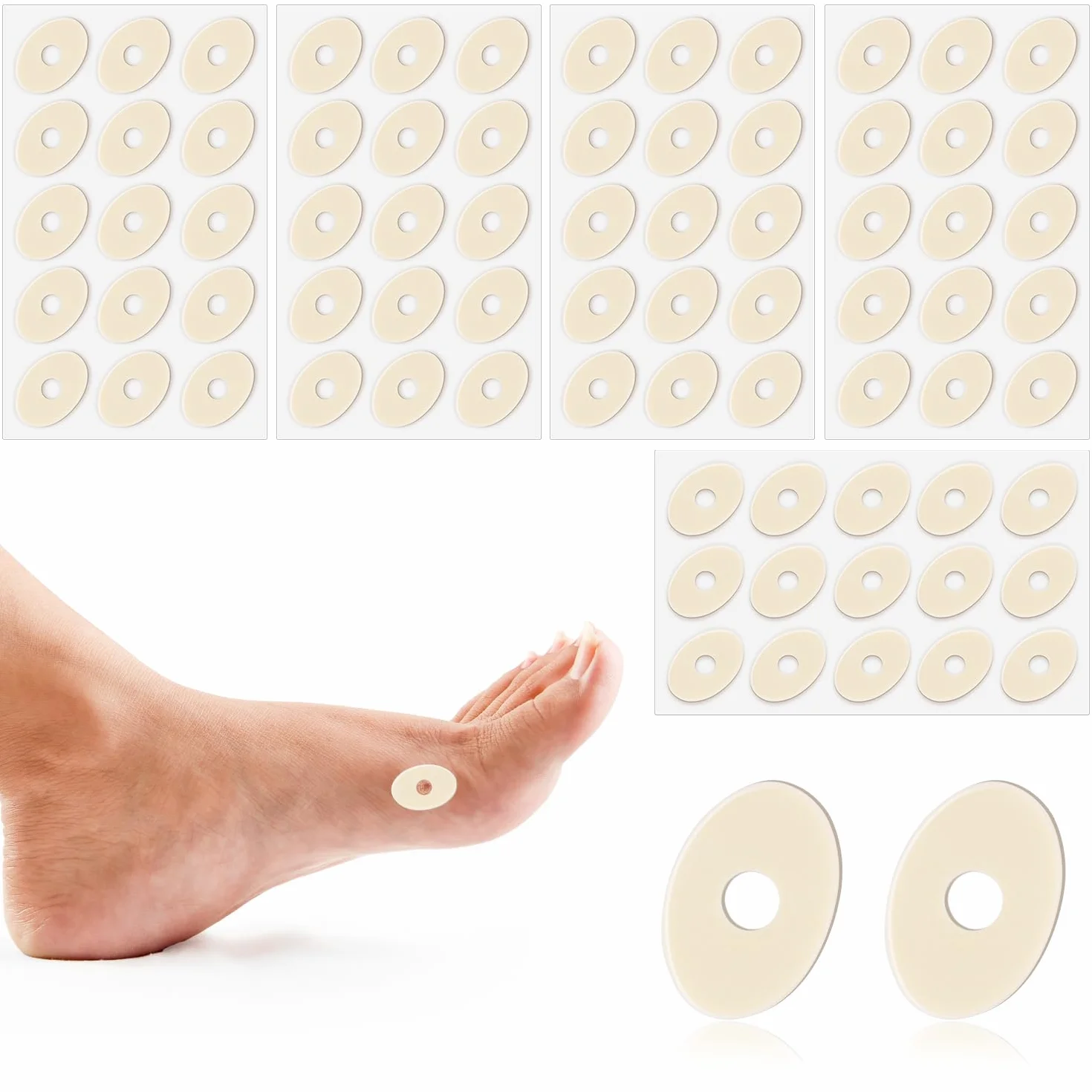 Almohadillas para Callos, Cojines Callos Esponja de Látex Autoadhesivas Protector de Callos para Dedos de Los Pies (Ovalado Pequeño)