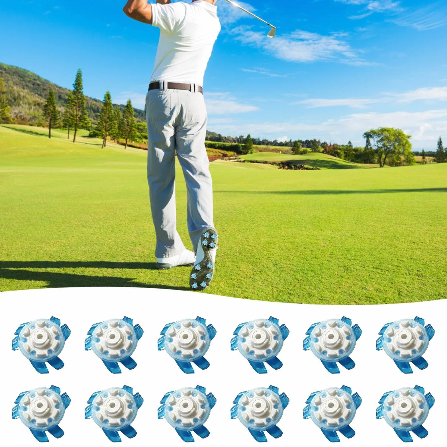 Pinchos para zapatos de golf, 16 tacos de repuesto a granel, tacos de golf antideslizantes, para zapatos de golf, tacos de dientes para zapatos de golf, tacos antideslizantes para zapatos de golf para