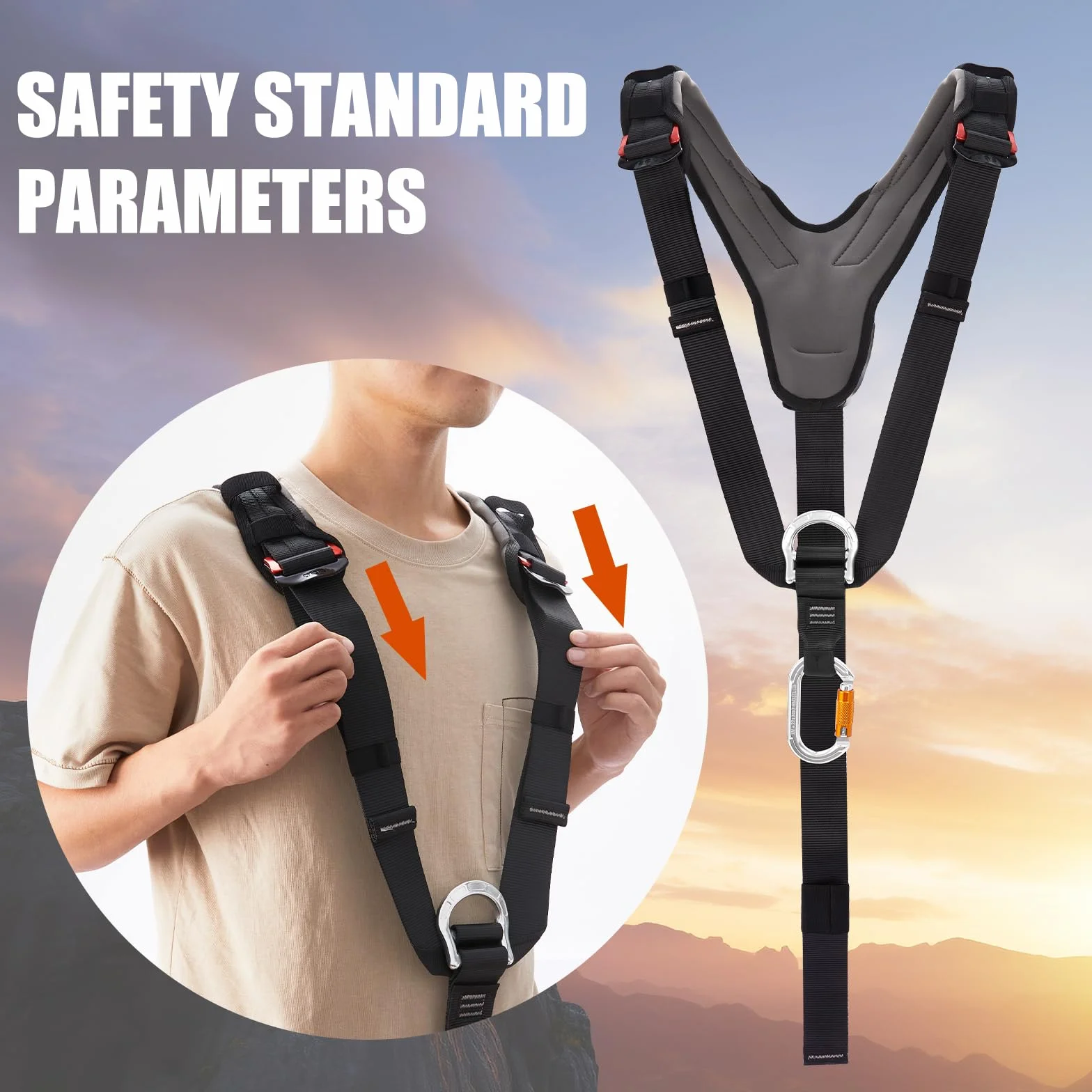 SOB Bandolera para Arnés de Escalada, Bandolera Ajustable con Mosquetón, Compatible con Arneses de Escalada