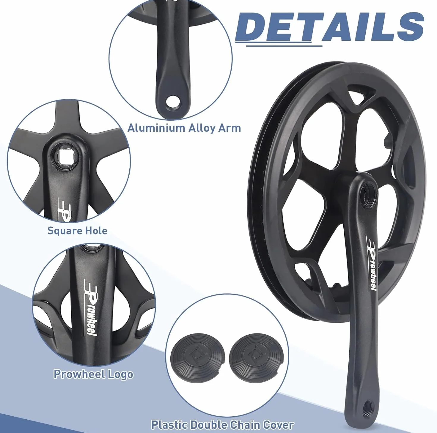 ZUKKA Prowheel Tourney Biela de bicicleta 48T/52T Brazo de aleación de aluminio para Singel Speed 1/6/7/8 velocidades, 170 mm, bicicleta de ciudad, bicicleta Fat Bike, bicicleta eléctrica, bicicleta