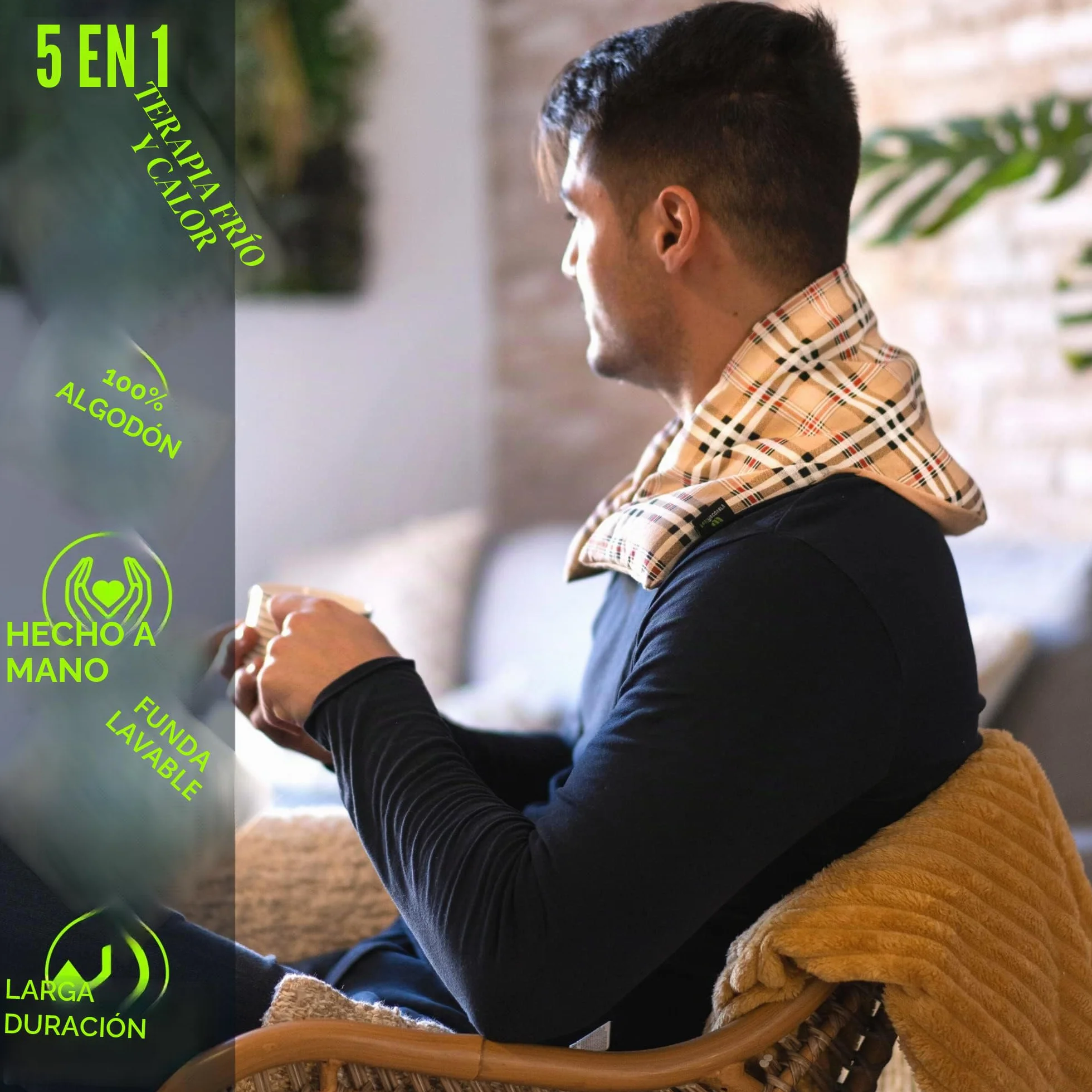 Feel Recovery Saco Térmico Semillas Cervical Almohada Cuello 60x22 cm Microondas Cojín Semillas Funda Lavable Algodón 100% Lavanda Oxford