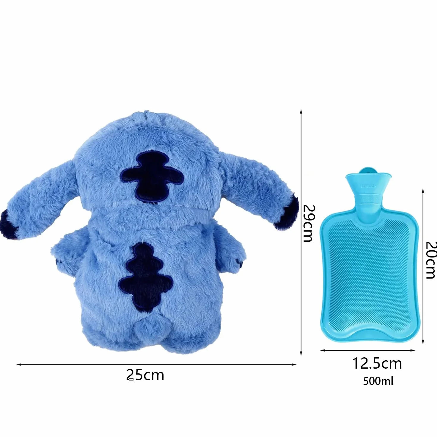 Bolsa de Agua Caliente de Peluche con Forro Extraíble, Calentador de Manos para Niños y Adultos