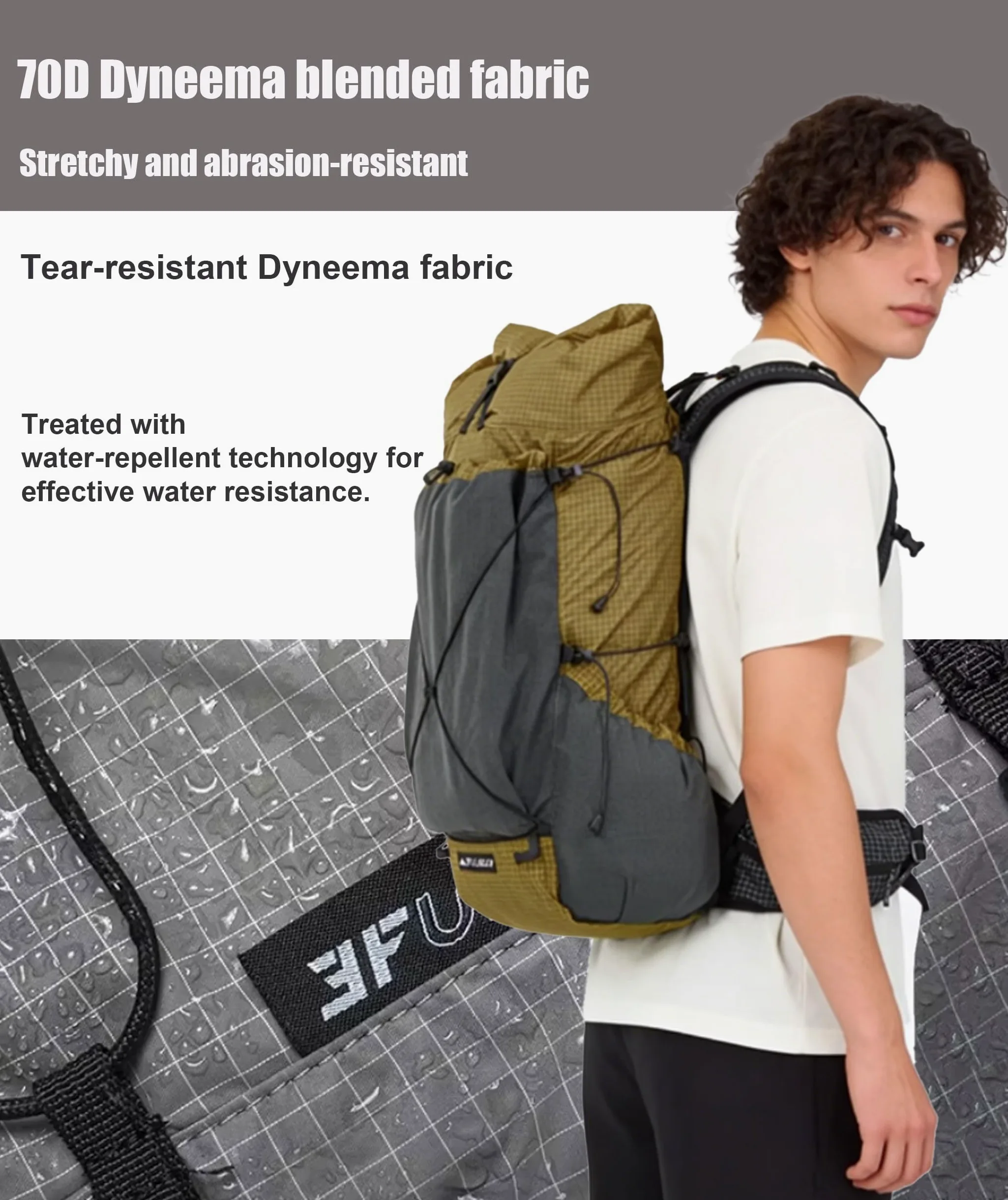 3F UL GEAR 30L + 10L UHMWPE Mochila de senderismo ultraligera impermeable mochila de senderismo al aire libre camping mochila de viaje para hombres mujeres (gris galaxia, grande)