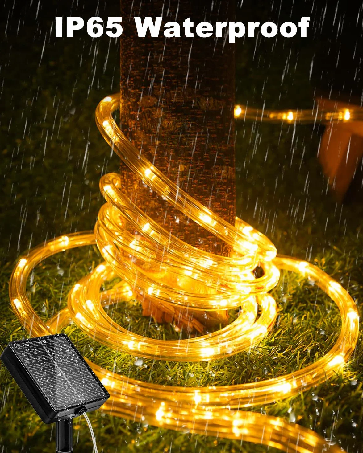 Btfarm Manguera de luces solares para exteriores 10 m 100 LED IP65 8 modos