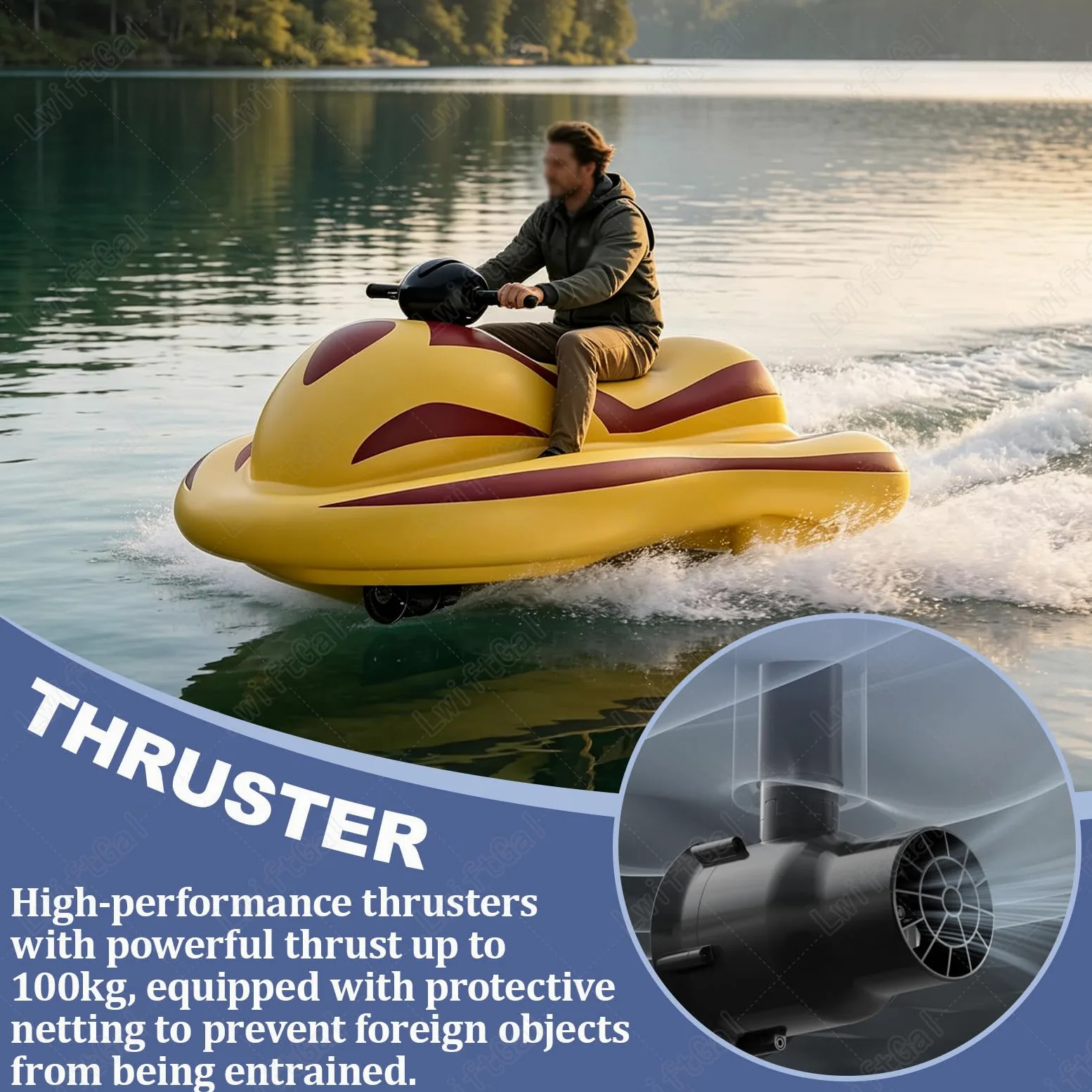Moto AcuáTica Inflable De Verano con Scooter Submarino (Motor De 250w), Capacidad de Carga 100 kg, 60 min de Uso, 6-8 km/h, para Snorkel Buceo Natación Green