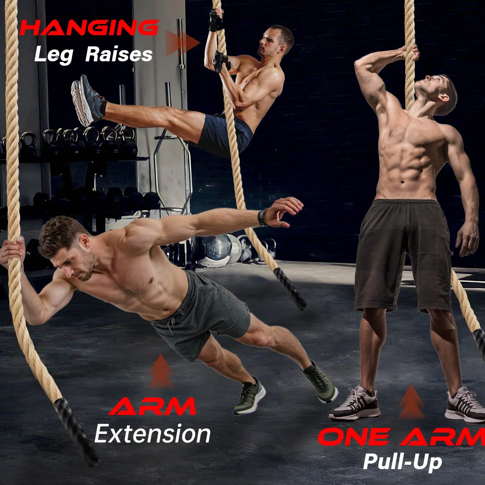 Cuerda de escalada para gimnasio, cuerda gruesa de yute resistente de 35 pies para adultos, entrenamiento de fuerza, columpio de árbol al aire libre, ejercicio de fitness en casa, 1.5 pulgadas