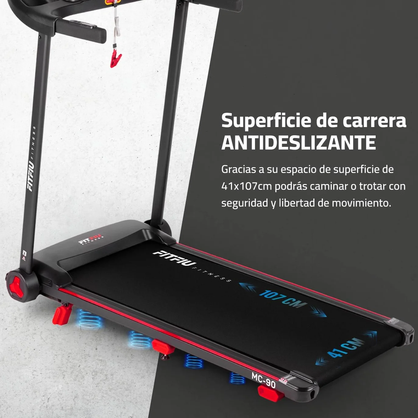 Cinta de Correr Plegable FITFIU Fitness Inclinación 9% y Velocidad Ajustable 14 km/h Conectividad App y Altavoces Integrados 12 Programas y Motor 2.0 HP con Soporte para Tablet MC-90