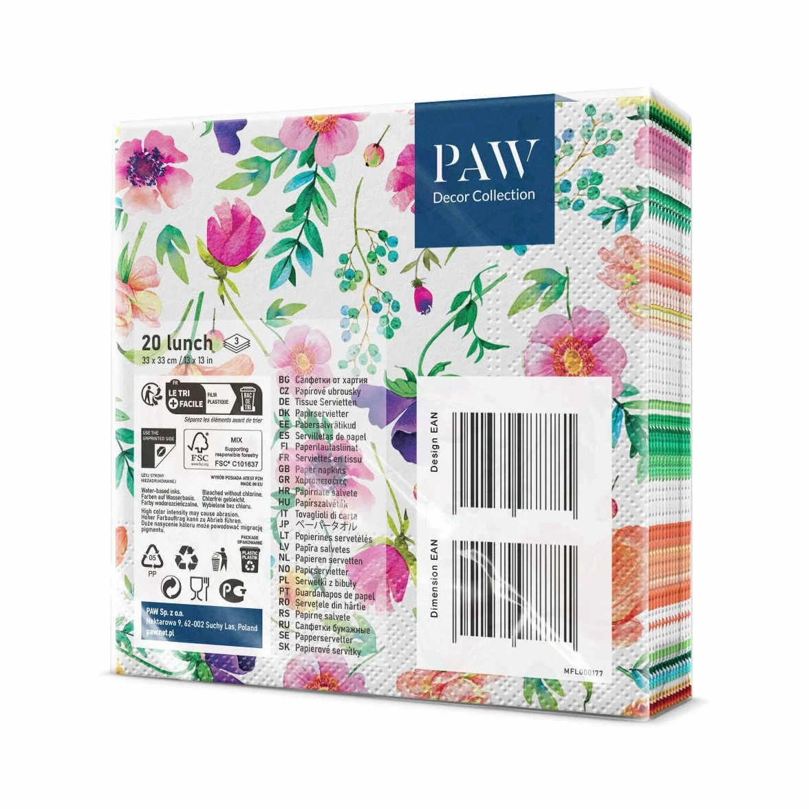 Servilletas Papel 3 Capas 33 x 33 cm 20 Unidades Arreglo Floral