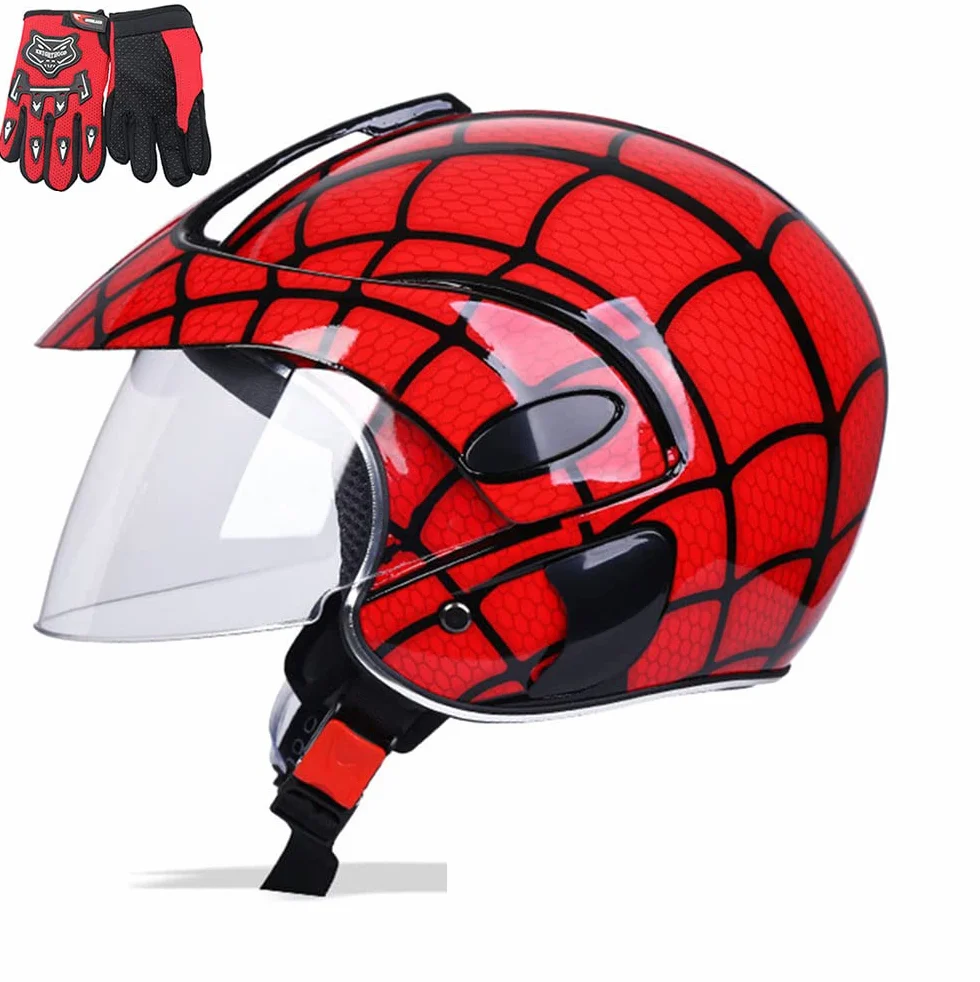 Casco para Motocicletas Infantiles, Casco Deportivo Al Aire Libre Infantil, Scooter De Bicicletas para Niños Motocicleta Casco Y Guantes, Niños Y Niñas, Adecuado Durante 3-8 Años De Edad
