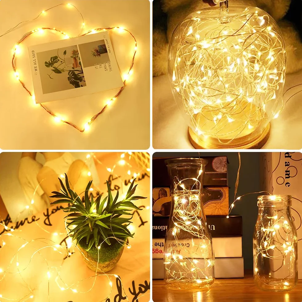 Vicloon Cadena de luces LED USB 10 m 100 LED 2 unidades mando a distancia 8 modos temporizador