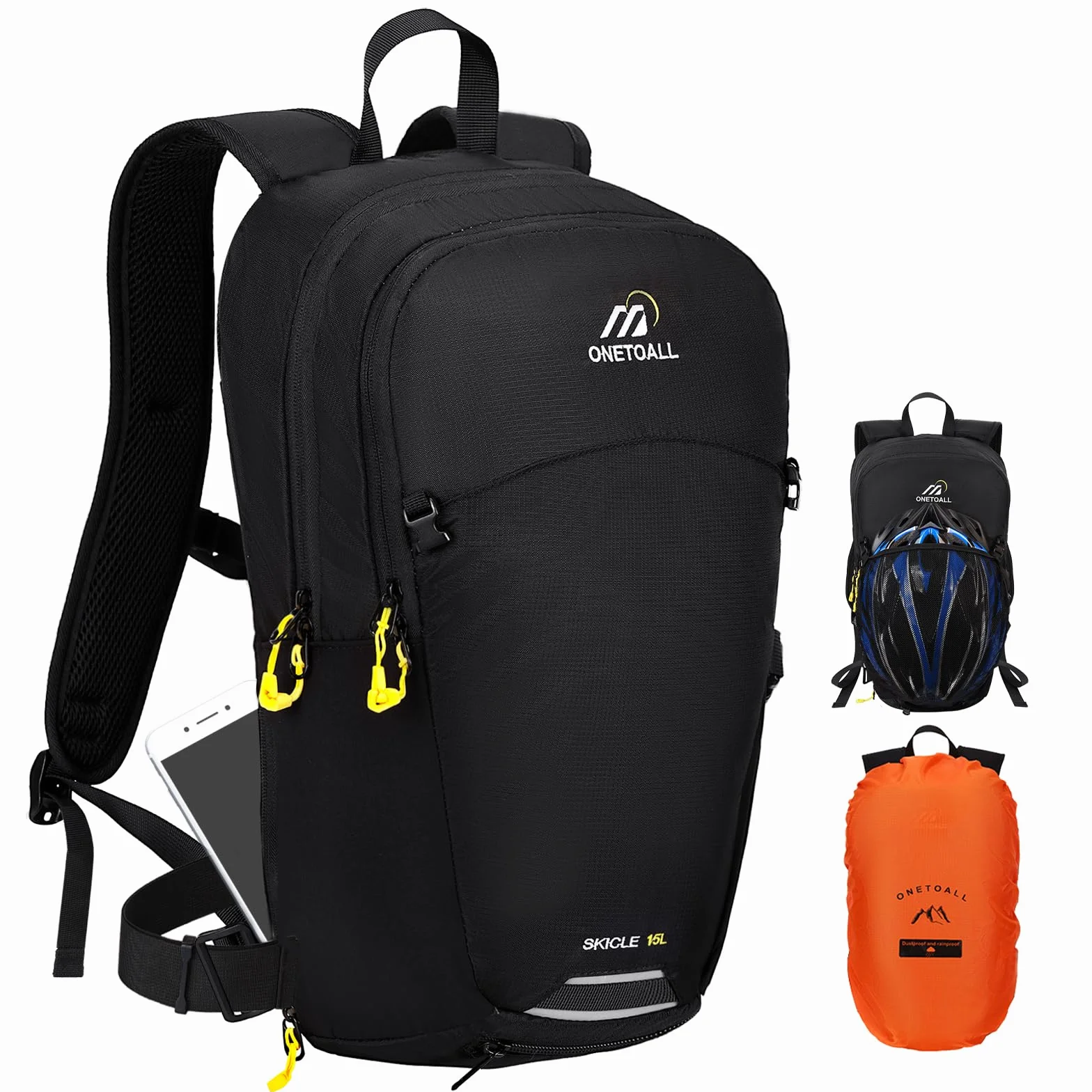 Mochila de Ciclismo 15L / 20L con Funda Impermeable, Mochila Hidratación Mtb para Hombre y Mujer, Mochila Senderismo Pequeña y Antirrobo para Moto, Esquí, Bicicleta, Montaña y Running