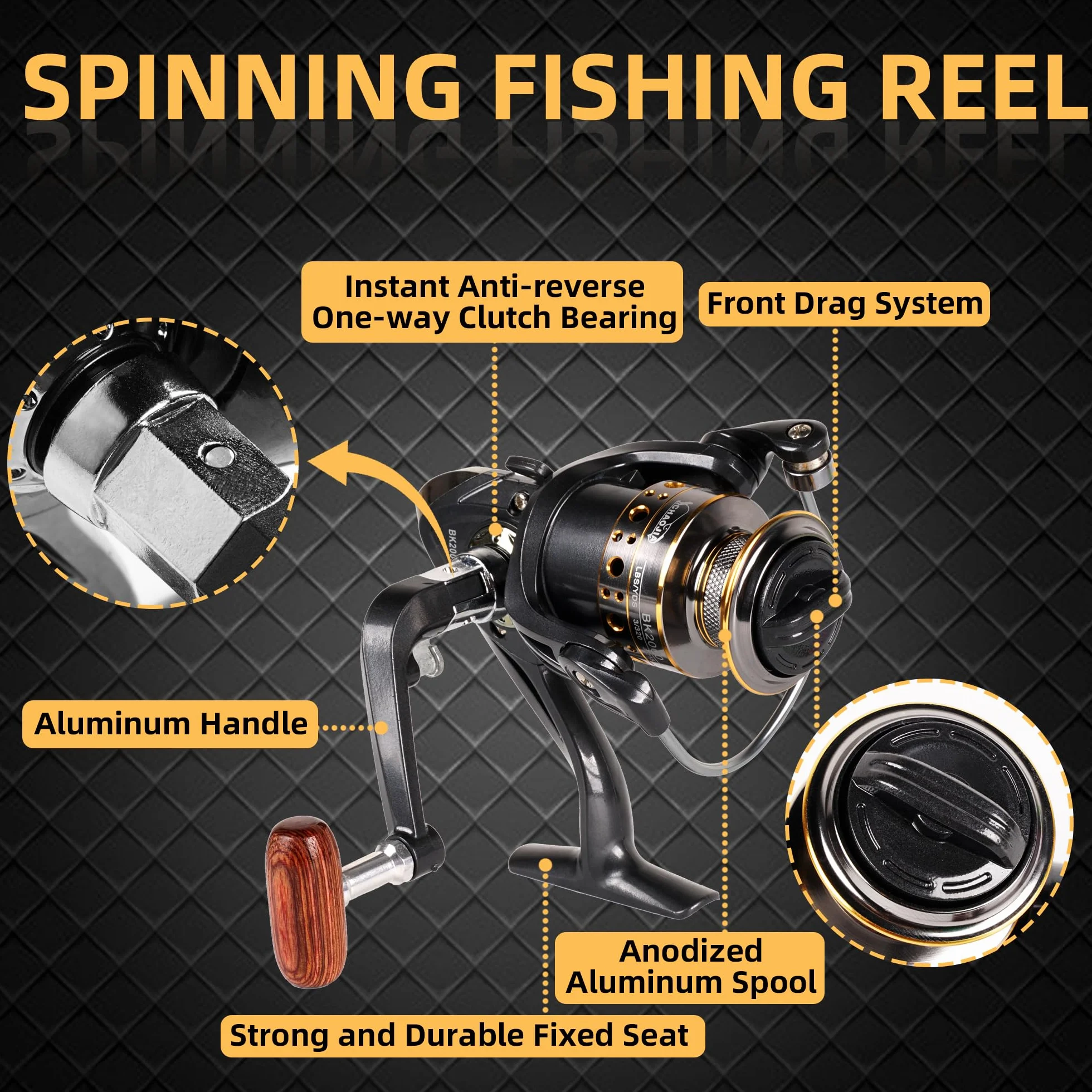 Juego de caña de Pescar telescópica y Carrete, Kit de caña de Pescar de Metal de 2,1 m con línea de Pesca/Accesorios de señuelos de Pesca/Bolsa de Transporte, para Viajes, Agua Salada o Dulce