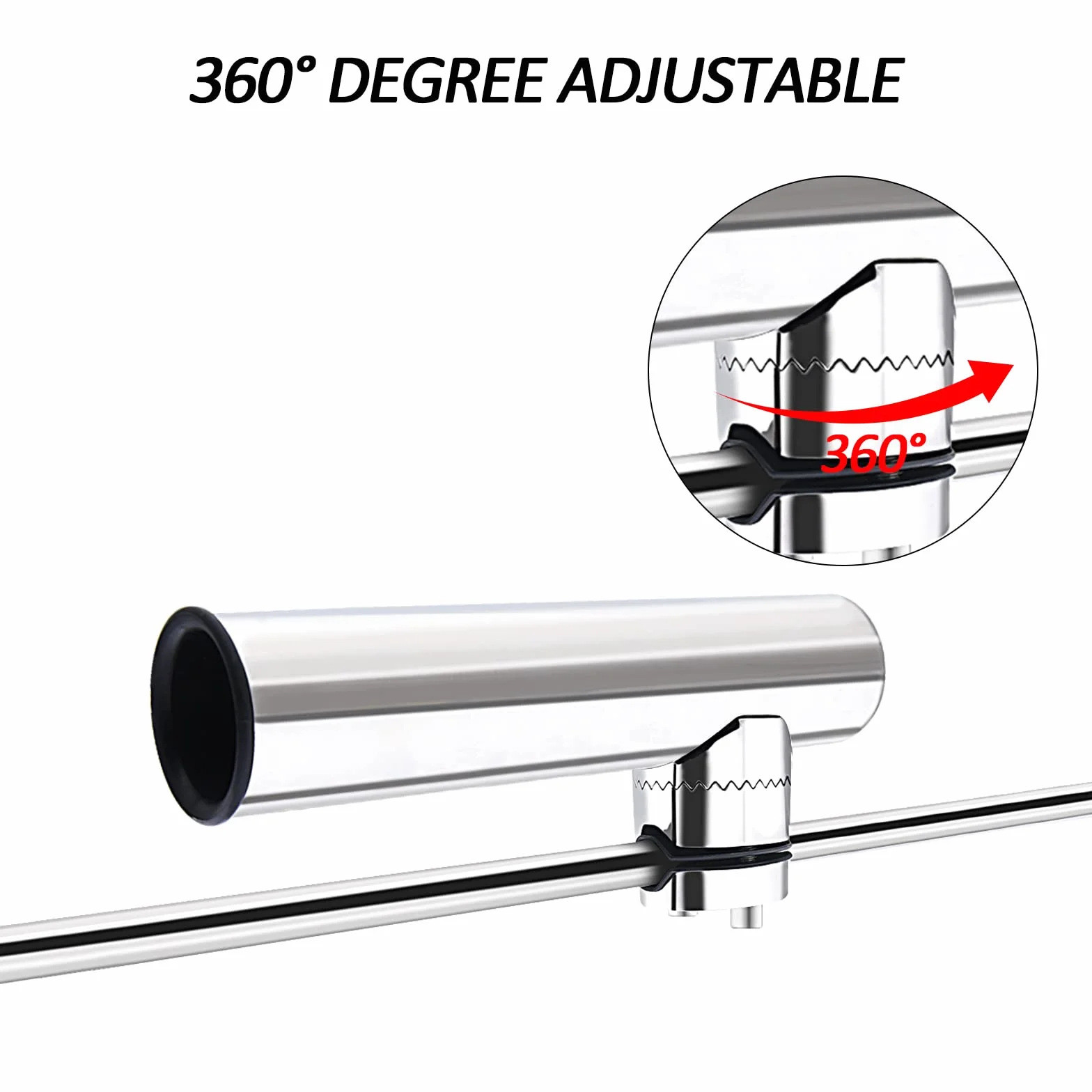 KAOLALI 2PCS Abrazadera para Soporte de Caña de Pescar, Soporte de Pesca de Acero Inoxidable, Carriles de Soporte de 18 mm a 26 mm Ideal para Barcos Yates