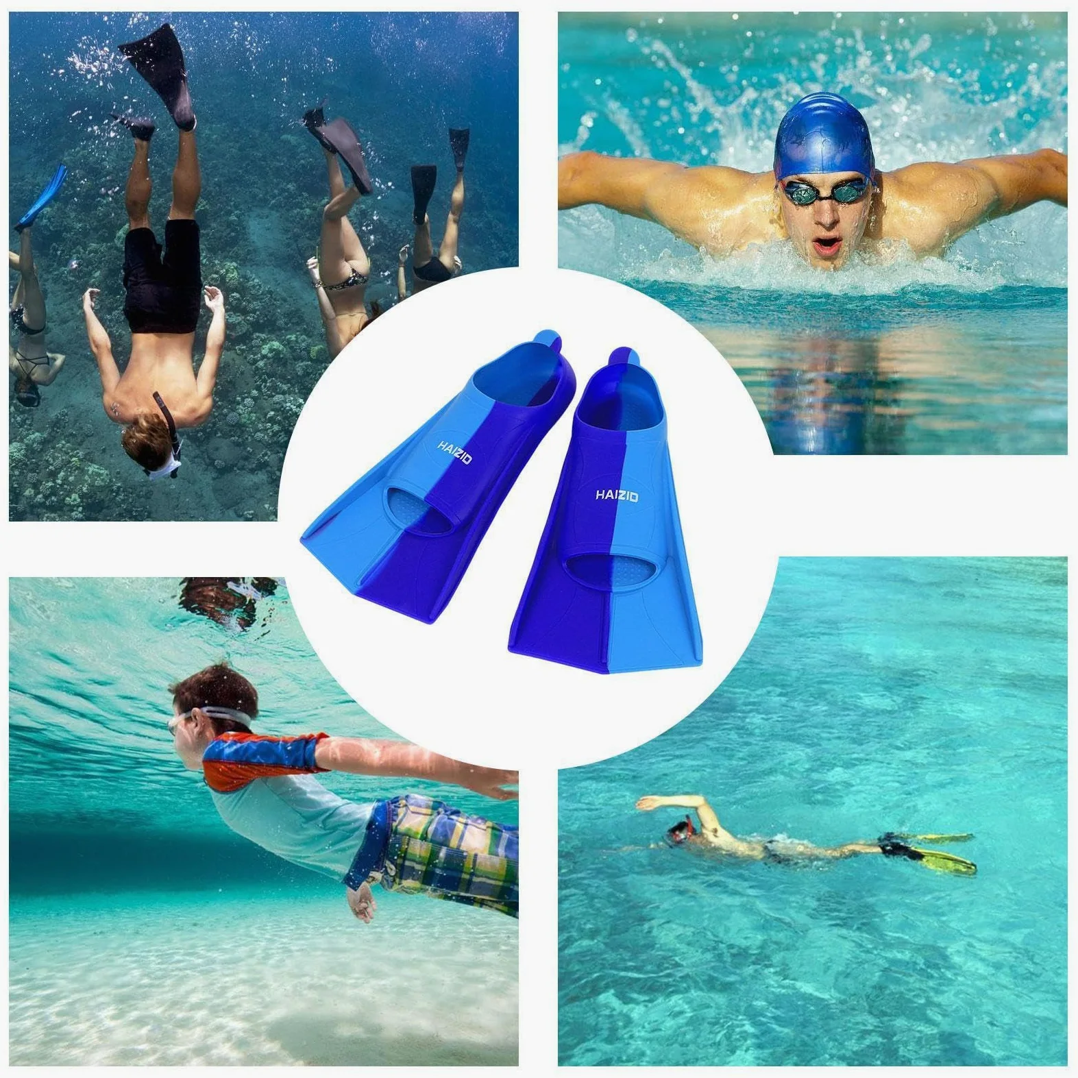 Aletas de natación – Equipo de natación de silicona suave, coloridas ayudas de natación para esnórquel | Aletas de natación antideslizantes con capa protectora, cómodas aletas de capa protectora para