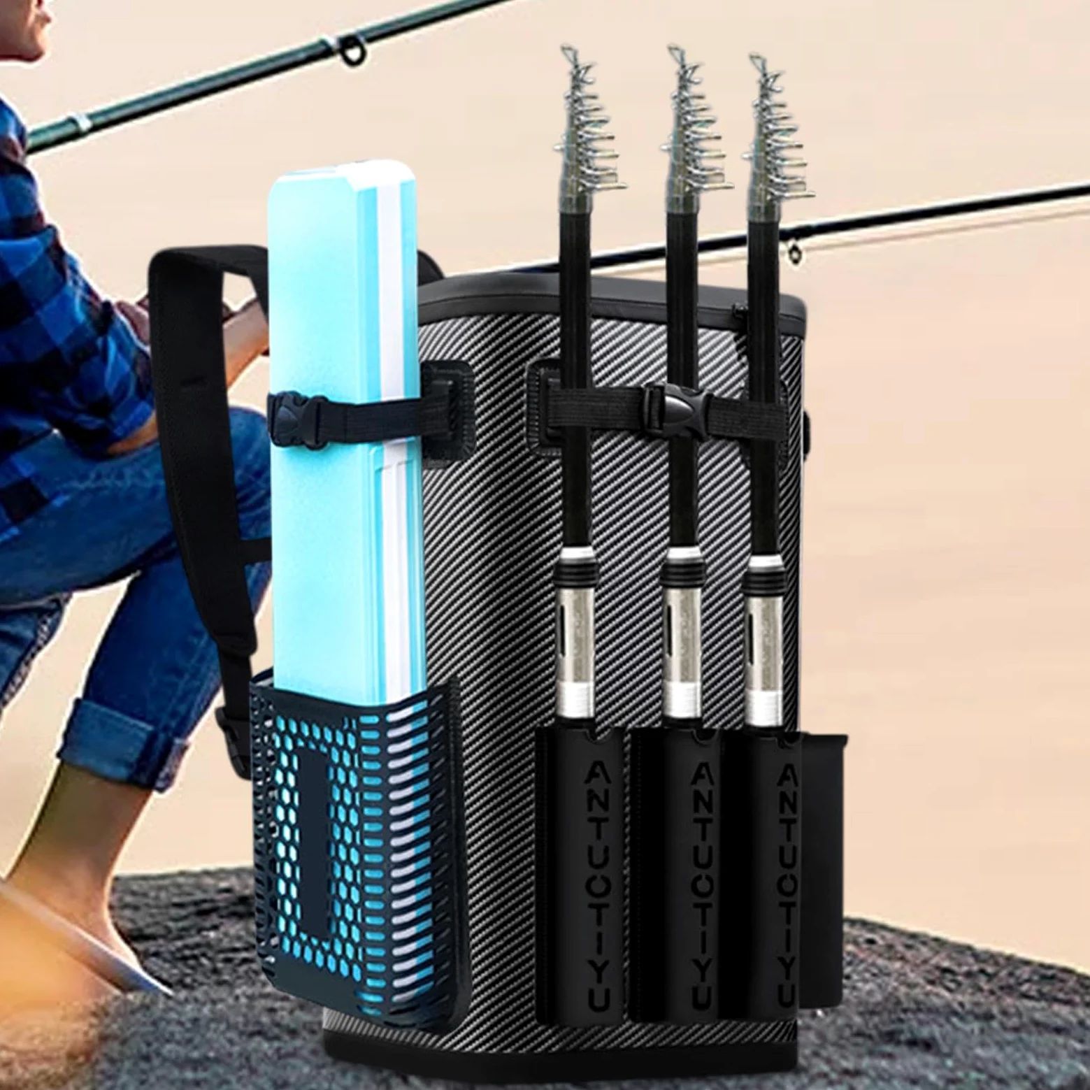 Mochila para Aparejos, Mochila Impermeable de 49 L, Mochila para Aparejos | de pesca, mochila de aparejos de pesca, mochila de pesca para hombres, paquete de equipo de pesca para mujeres, aparejos