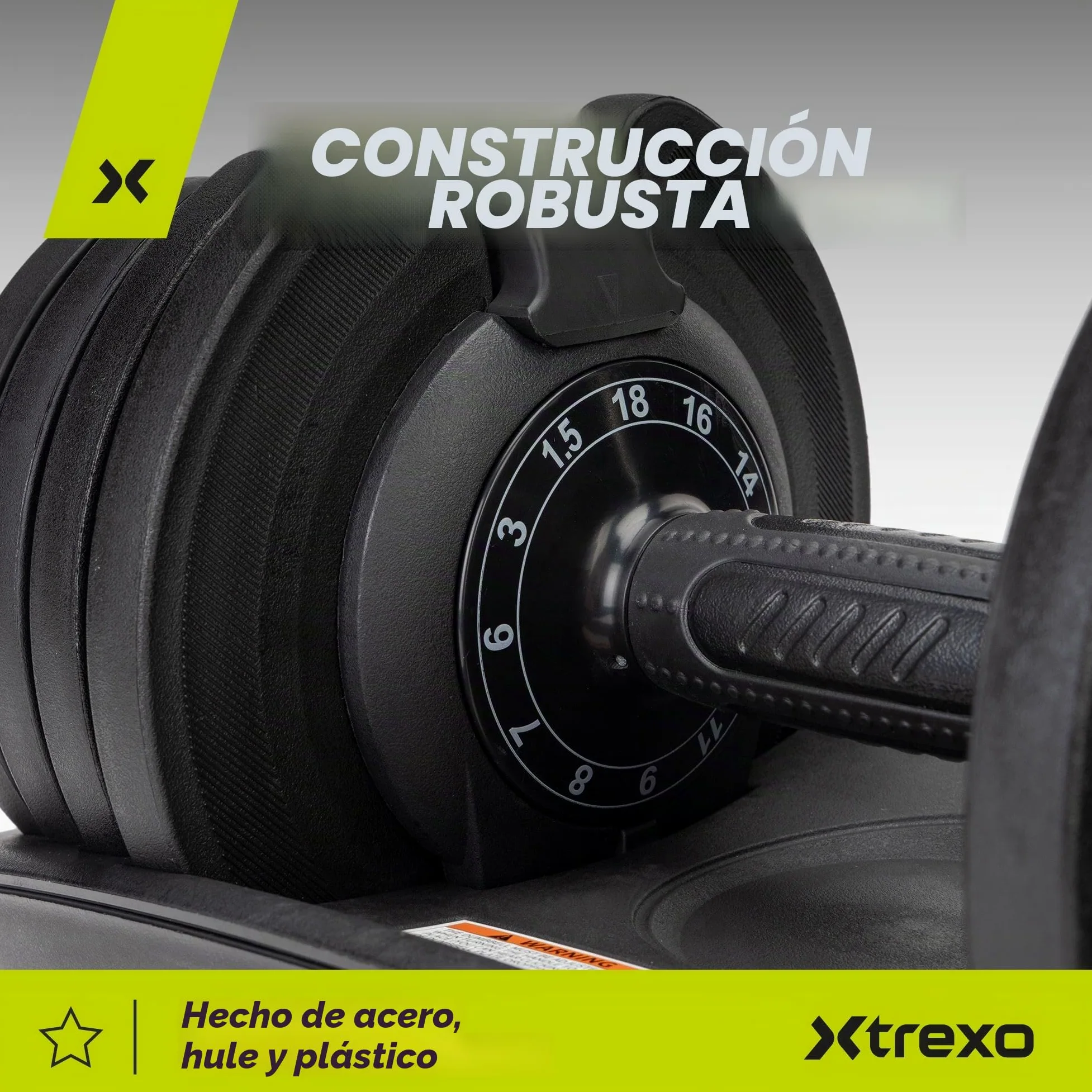 TREXO Mancuerna 18|24|32|40 kg con Pomo de Ajuste de Peso Mancuerna de Hierro para Fitness con Mango Ergonómico Antideslizante