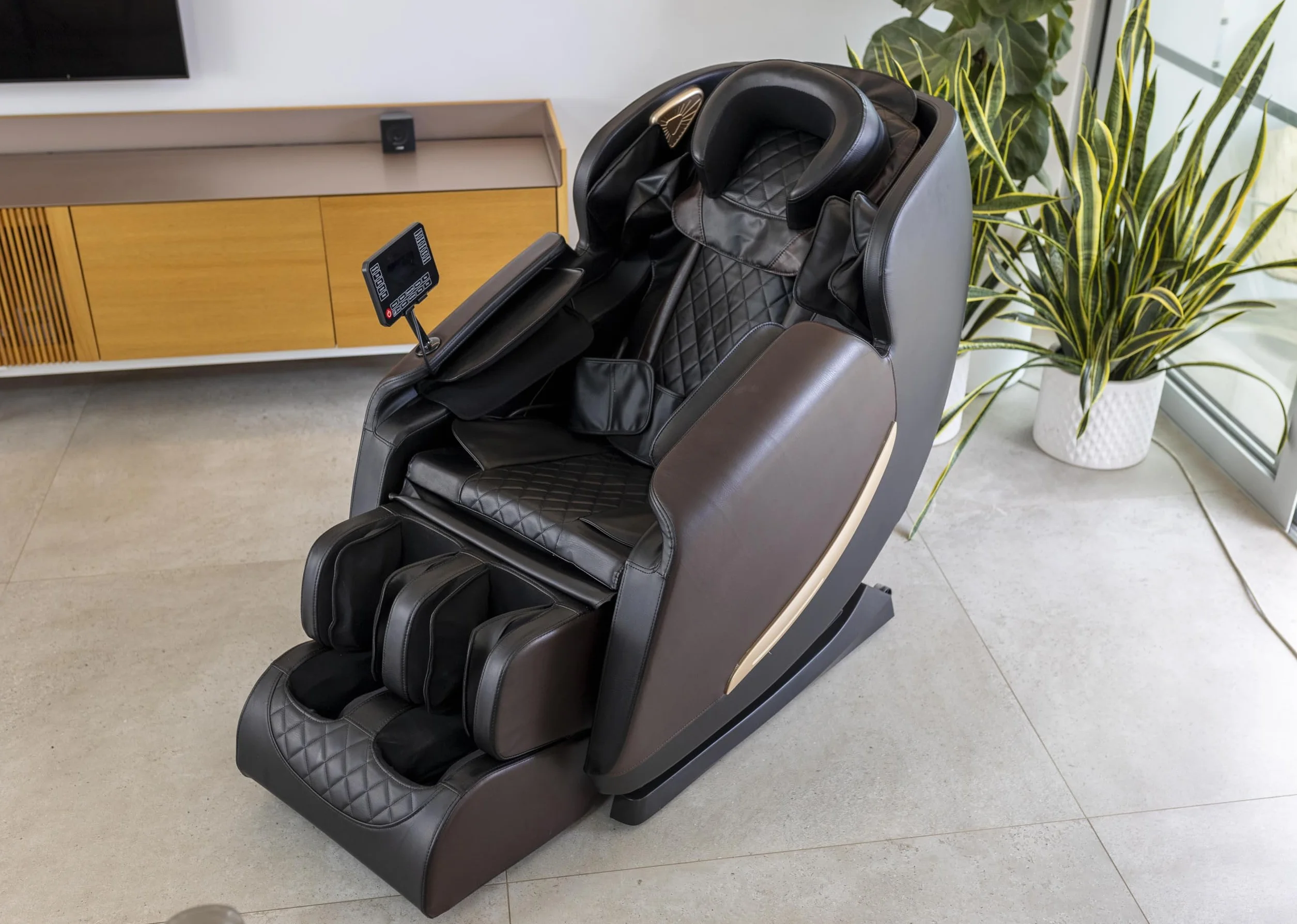Sillón de Masaje Eléctrico Gravedad Cero 3 Niveles Bluetooth Música Presoterapia Calor Control Digital Reclinable Polipiel Metal
