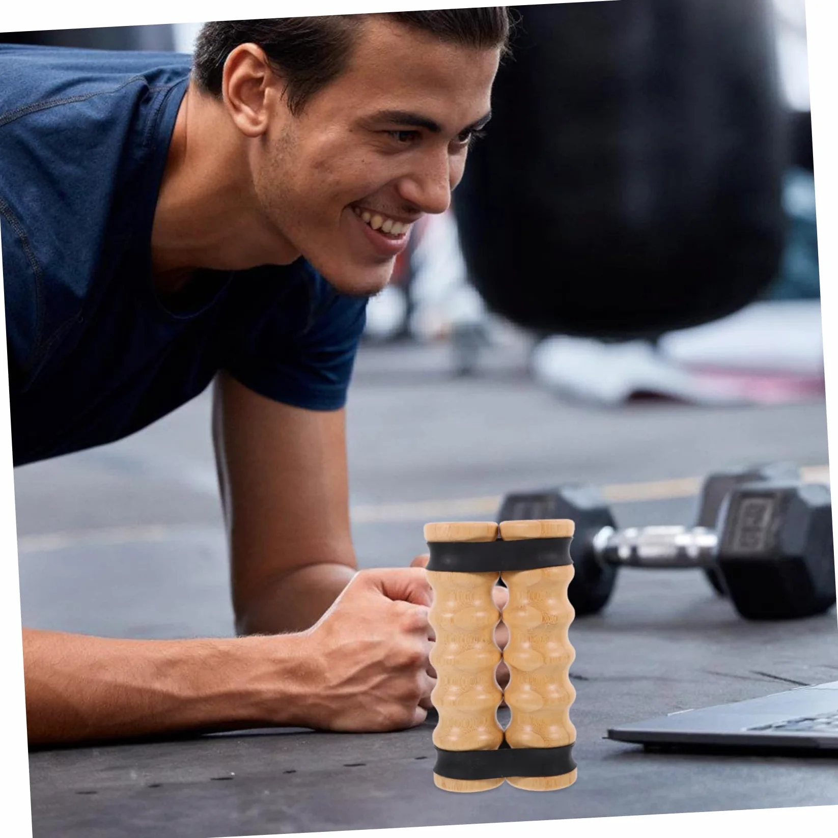 Bandas de Ejercicio con Asas de Madera, Resistencia Ajustable y Agarre Antideslizante, 2 Piezas para Casa y Yoga, Aptas Niveles