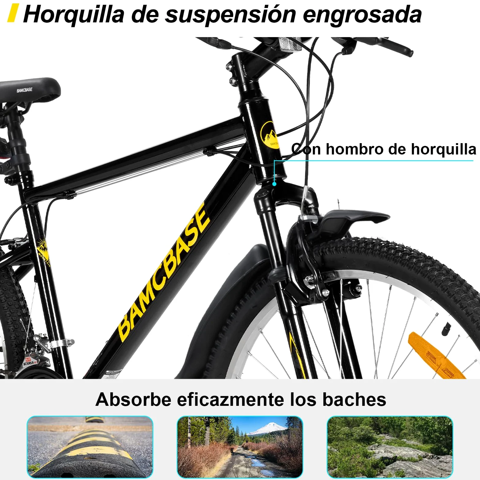 Hiland Bicicleta de Montaña 26/27,5/29 Pulgadas, 18 Velocidades para Mujeres y Hombres, Bici Adulto, Bicicleta de Montaña Frenos en V, MTB con Cuadro de Acero de Alto Carbono, Negro/Azul/Gris