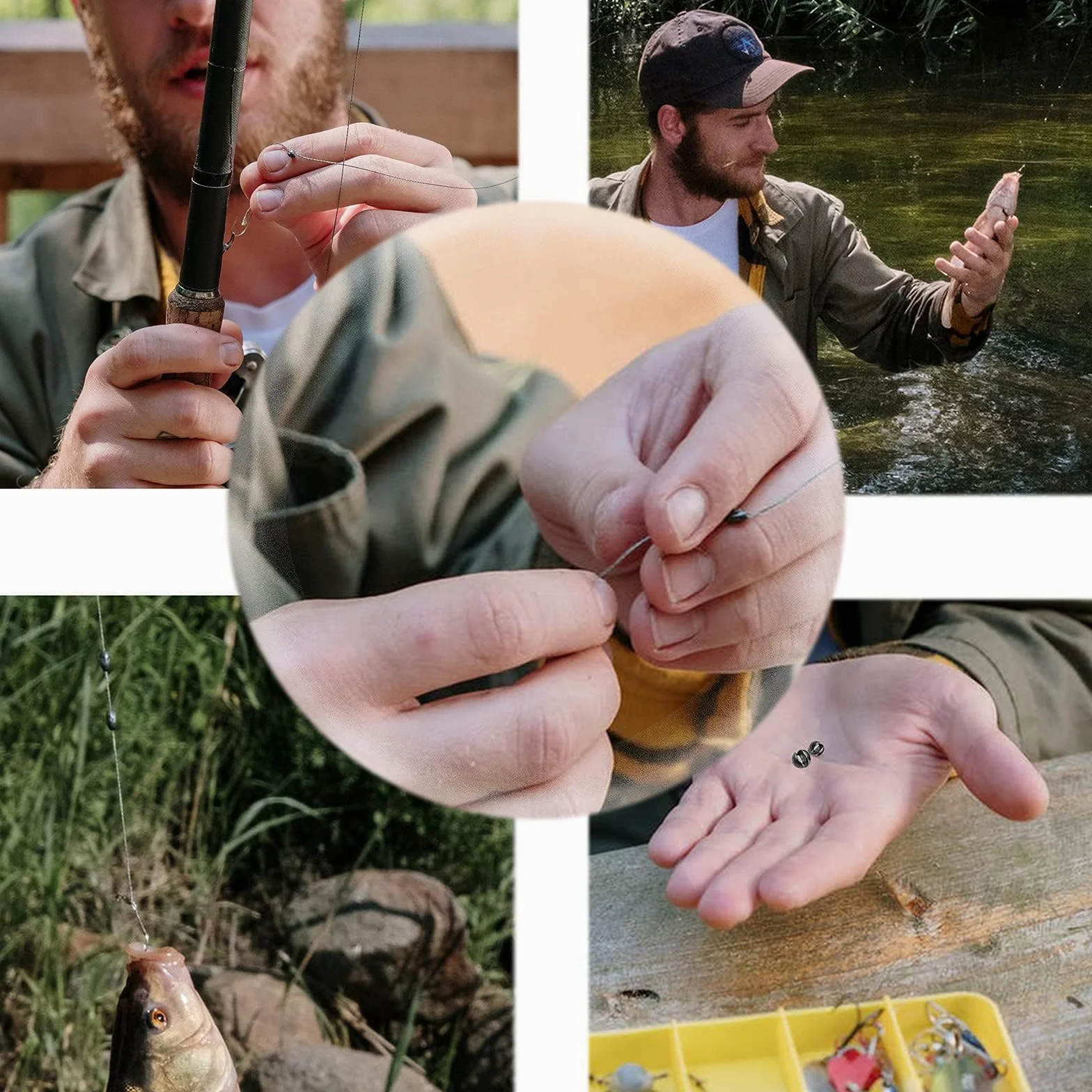SANWEAL 120 unidades / 200 piezas de pesca-plomos de pesca - Pesas de pesca divididas premium - Plomos de pesca redondos extraíbles - 5/6 tamaños