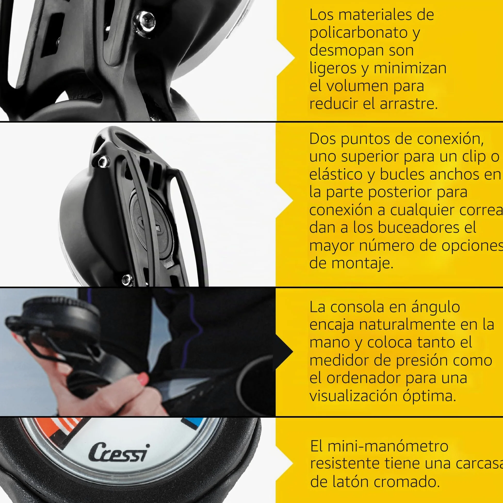Cressi Giotto Console - Consola de Buceo Profesional (Presión en Bar)
