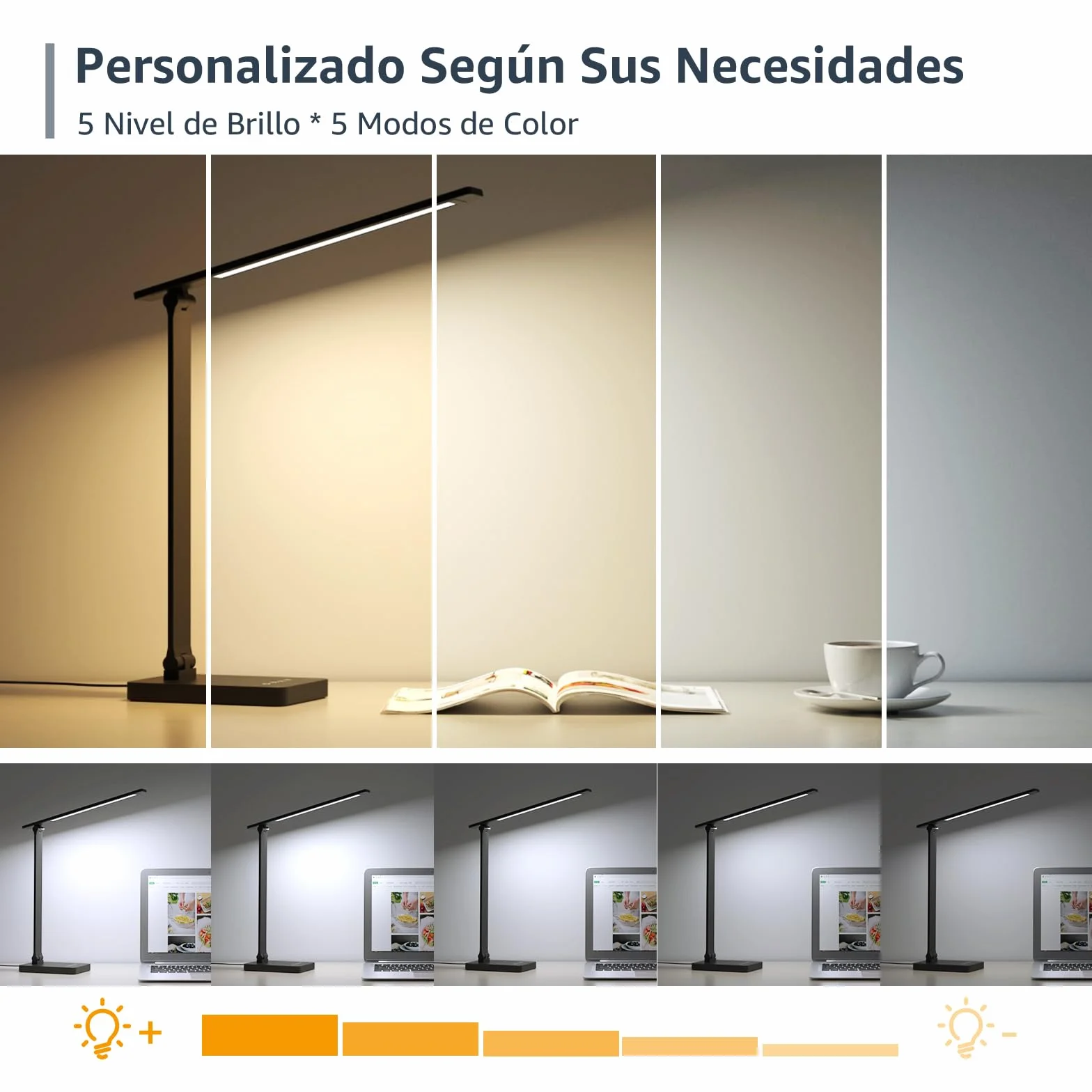 Lepro Lámpara LED Escritorio 9,2W 750LM 5 Colores 5 Niveles Brillo Regulable Mesa Oficina Negro