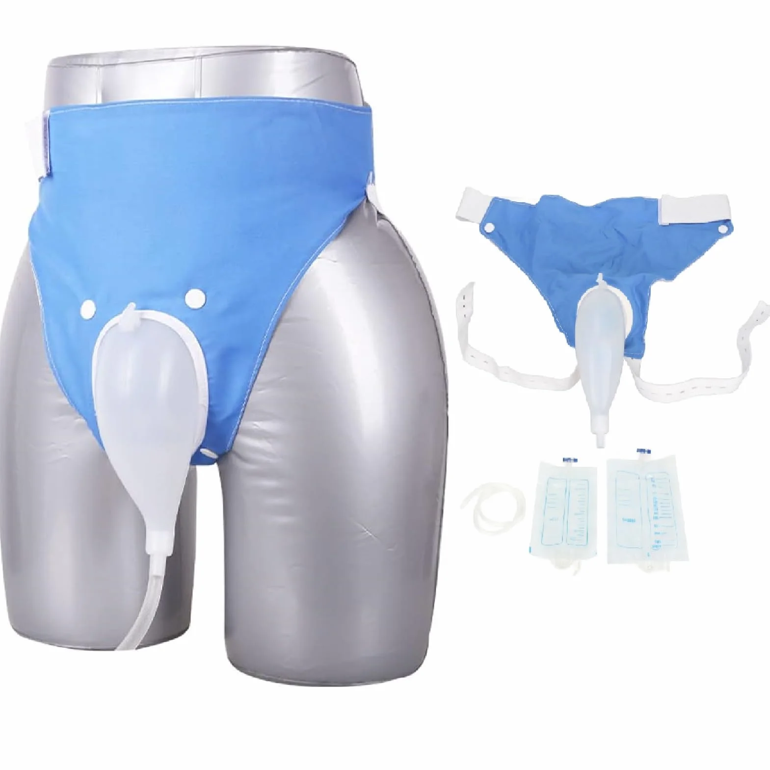 Bolsa de orina portátil 1000 ml 2000 ml para incontinencia cintura colector con catéter hombres mayores