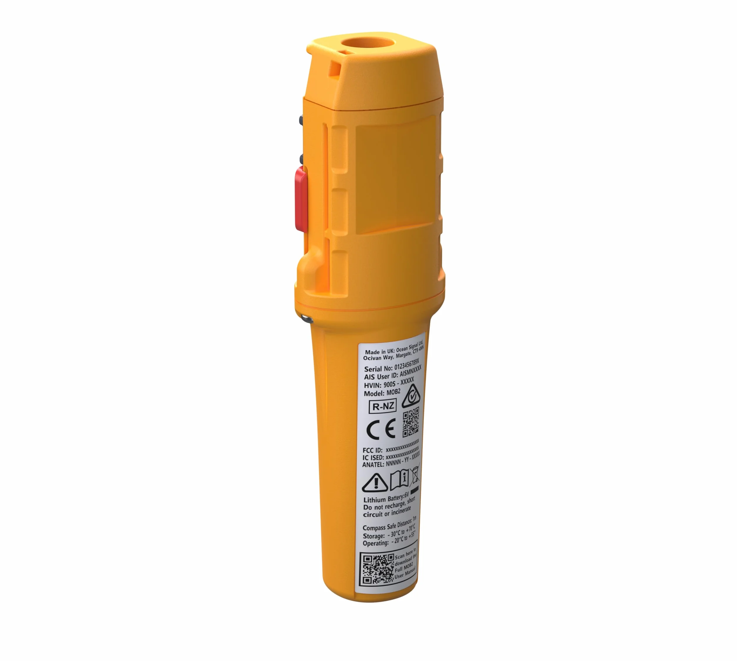Ocean Signal rescueME MOB2 Radiobaliza Hombre al Agua (Aprobada Clase M) con AIS, DSC y GPS Integrado - Dispositivo de Seguridad Marítima Compacto, Impermeable y de Alerta de Rescate Instantánea | Activación automática del chaleco salvavidas