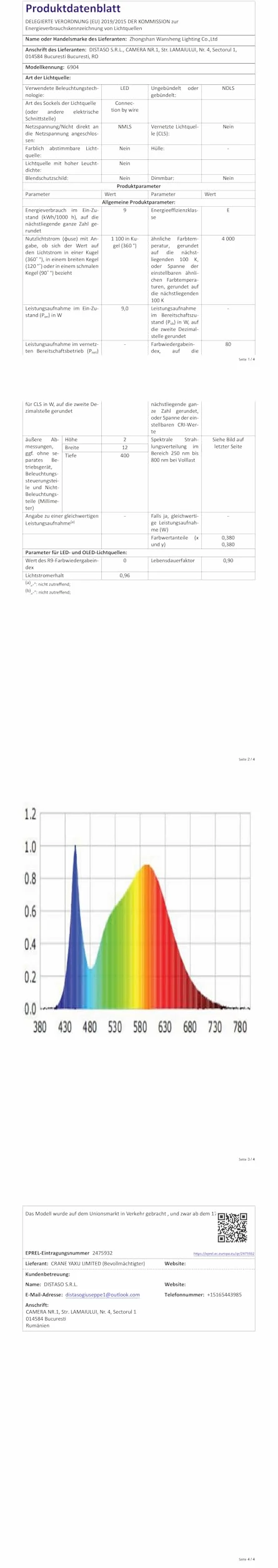 Lámpara de Espejo para Baño 40CM LED 3000-6000K Control de Color Aplique Acrílica Pared Moderna