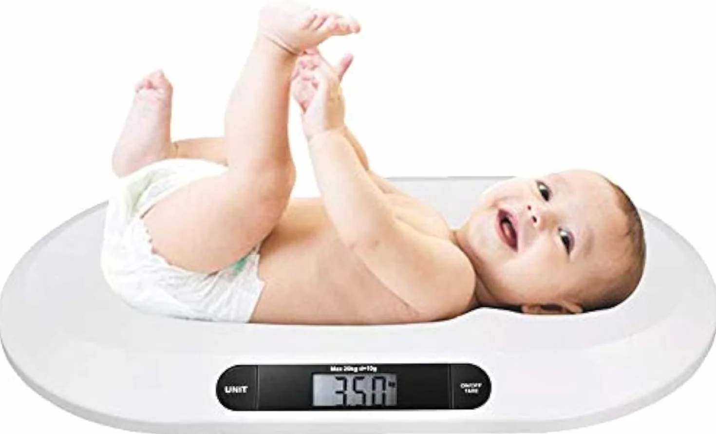 Báscula electrónica de peso para niños recién nacidos 20 kg/44 lb LCD blanco