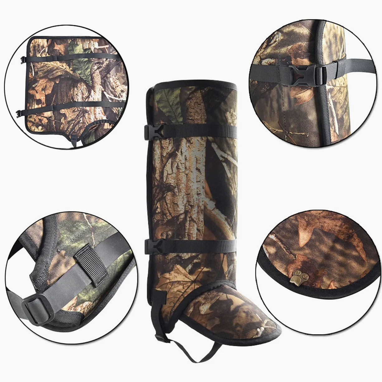 LANGWEI Polainas De Caza De Camuflaje, Polainas Impermeables Gruesas Ajustables para Botas De Nieve, Polainas De Serpiente Antidesgarro para Hombres, Mujeres, Caminar, Escalar, Esquiar