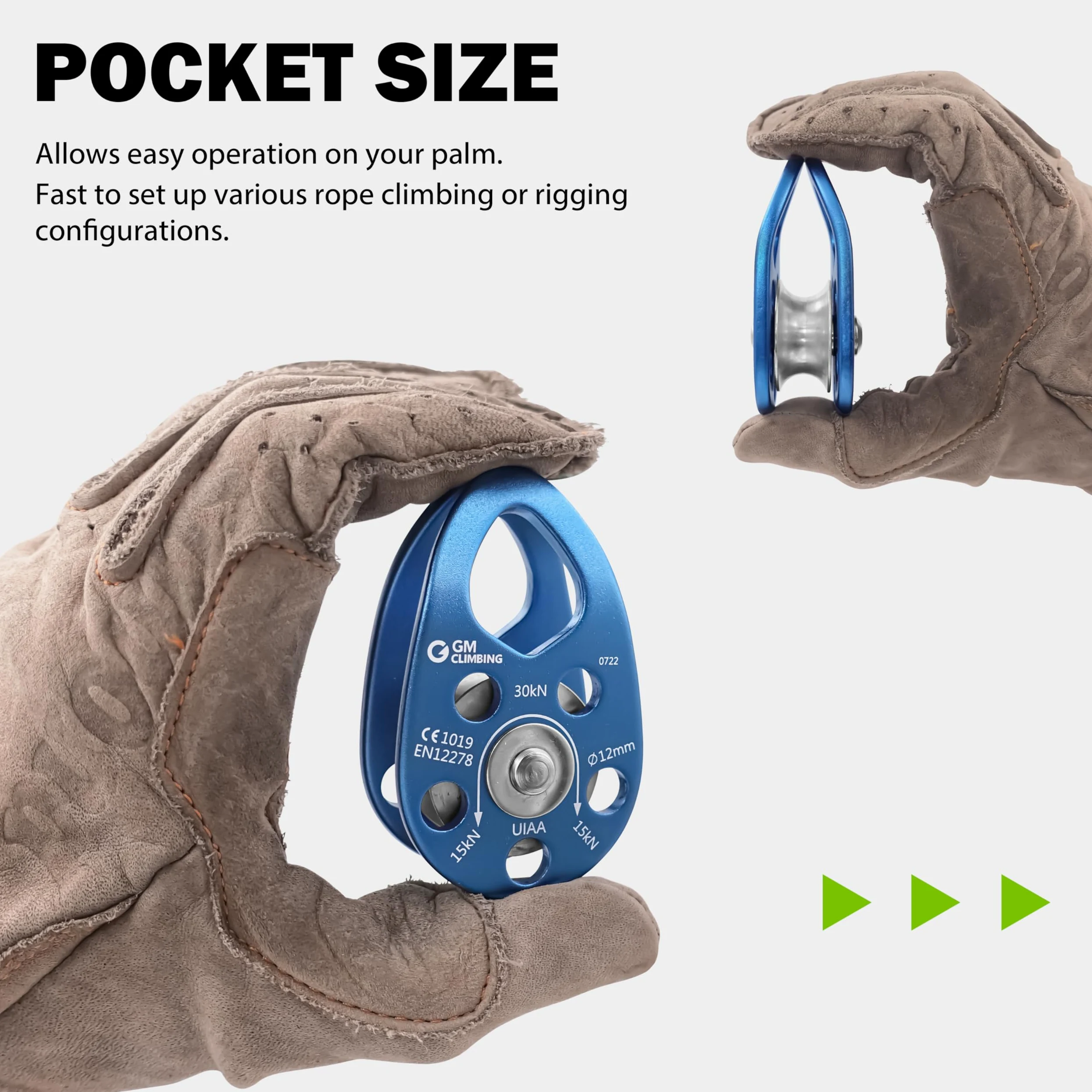 GM CLIMBING CE UIAA Certificado 30kN Swing Cheek Micro Polea Uso General Escalada