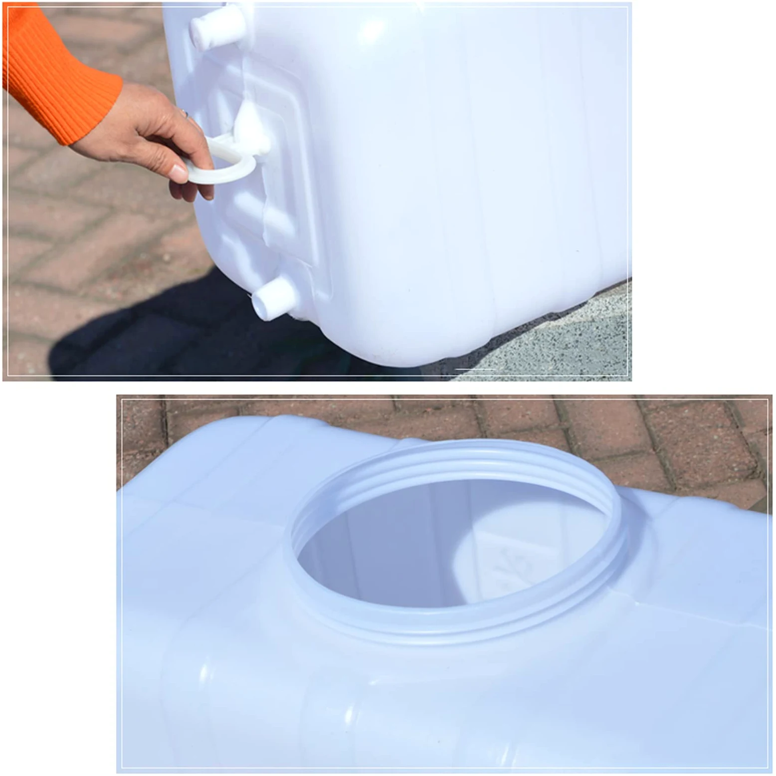 Bidon agua 200 Litros Blanco Depósito De Agua Con Grifo，Recipiente De Almacenamiento De Agua Horizontal De Plástico Grueso，Cubo De Almacenamiento，Ideal Para Campamento Senderismo Pícnic Coches De Viaj
