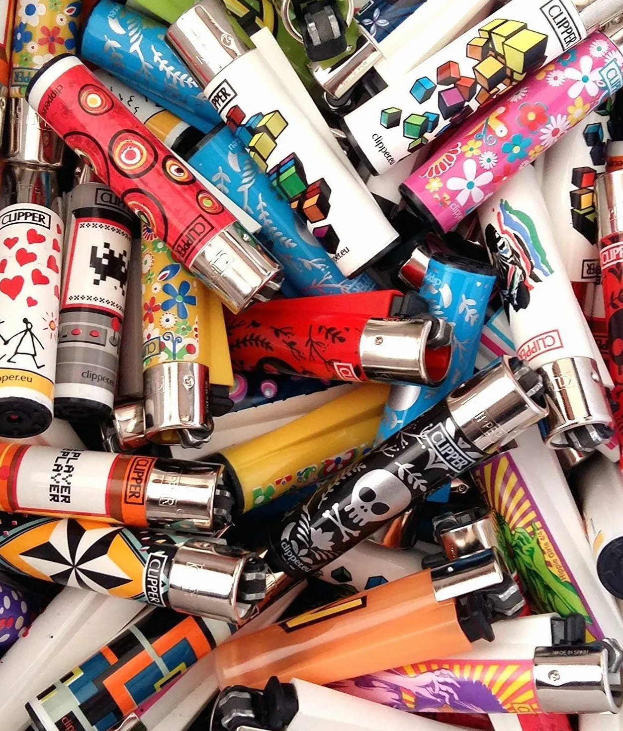 Mecheros Clipper Recargables Caja de 48 Diversos Dibujos