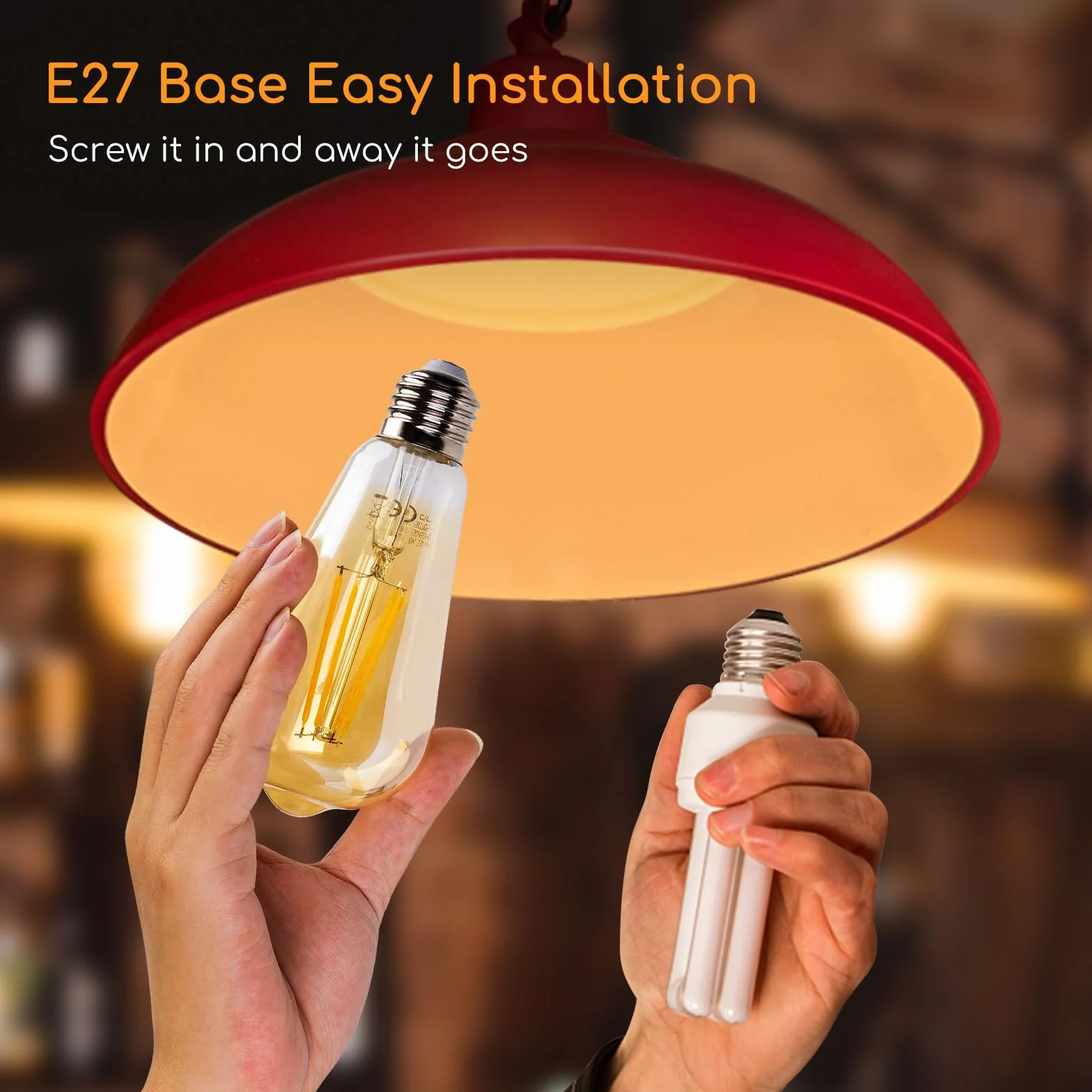 Aigostar ST64 Bombilla Edison Estilo Vintage LED E27 8W 60W Equivalente Blanco Cálido 2200K 360º Pack 4