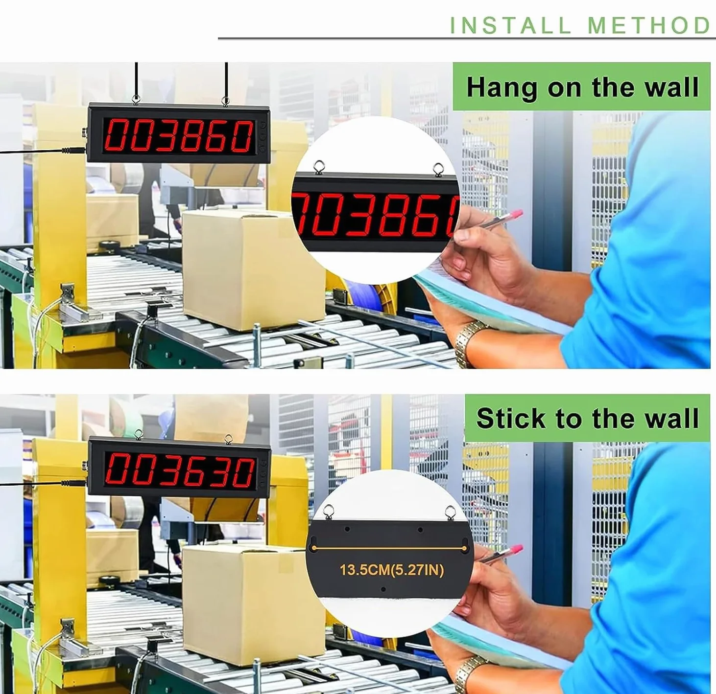 Contador digital LED, pantalla de 6 dígitos, sensor infrarrojo, cuenta hasta 999999, distancia de inducción ajustable de 30 a 70 cm, perfecto para cinta transportadora y conteo de visitantes