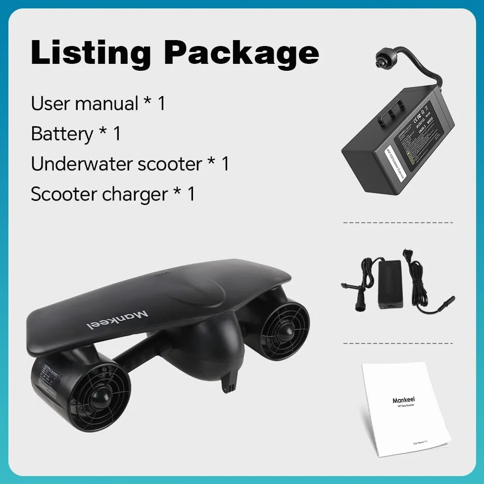 Patinete Eléctrico Subacuático – Mankeel Dual Motores con Soporte para cámara de acción para niños y Adultos, Patinete acuático Impermeable de 50 m para Buceo, esnórquel