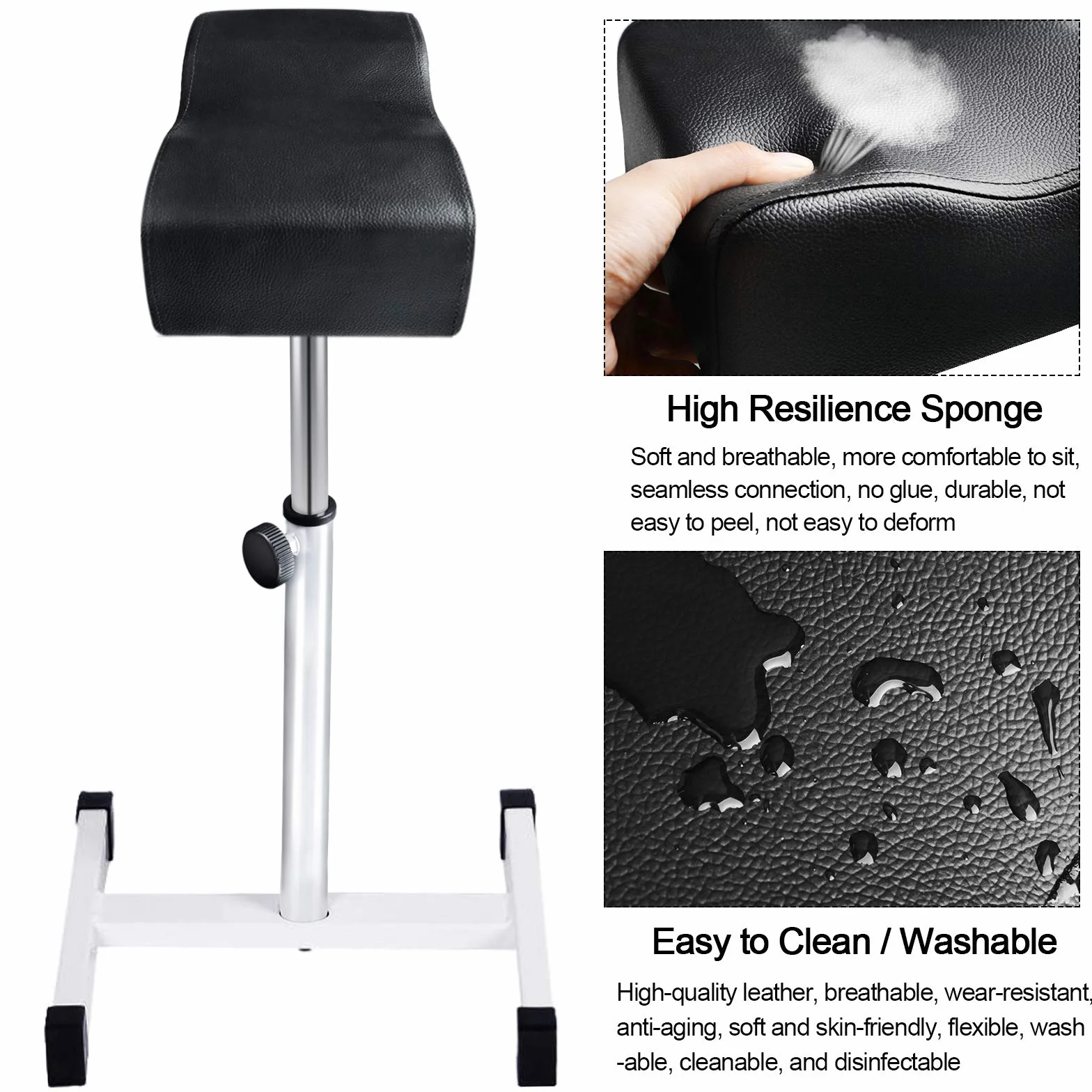 Kalolary Reposapiés de manicura y pedicura, altura ajustable, equipo de uñas, salón (negro)