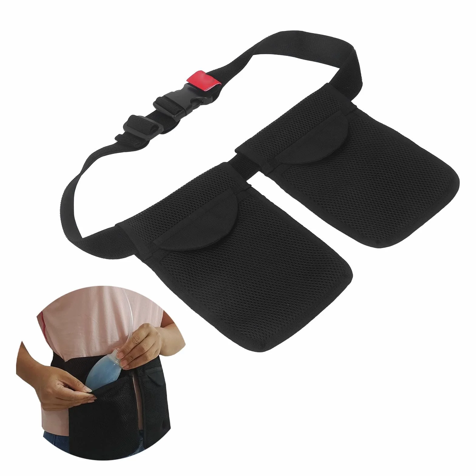 Fyearfly Soporte De Drenaje De Mastectomía, Cinturón Ajustable De Fijación De Presión Negativa, Bolsa De Drenaje De 2 Bolsillos