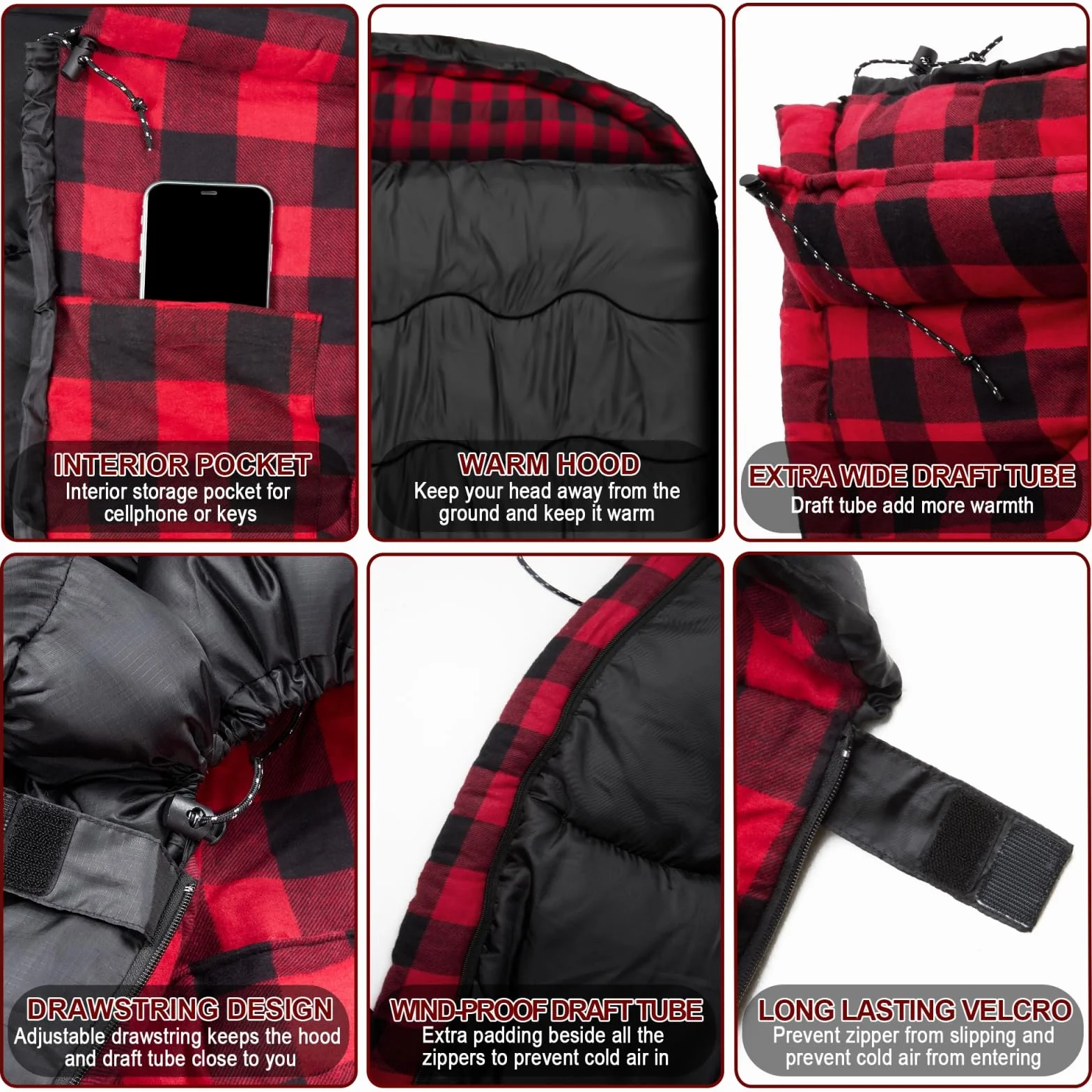 Sacos de Dormir Doble de algodón en Invierno, Saco de Dormir de Franela Grandes Impermeables y cálidos para 2 Personas, adecuados para Acampar al Aire Libre, Viajes en Autocaravana