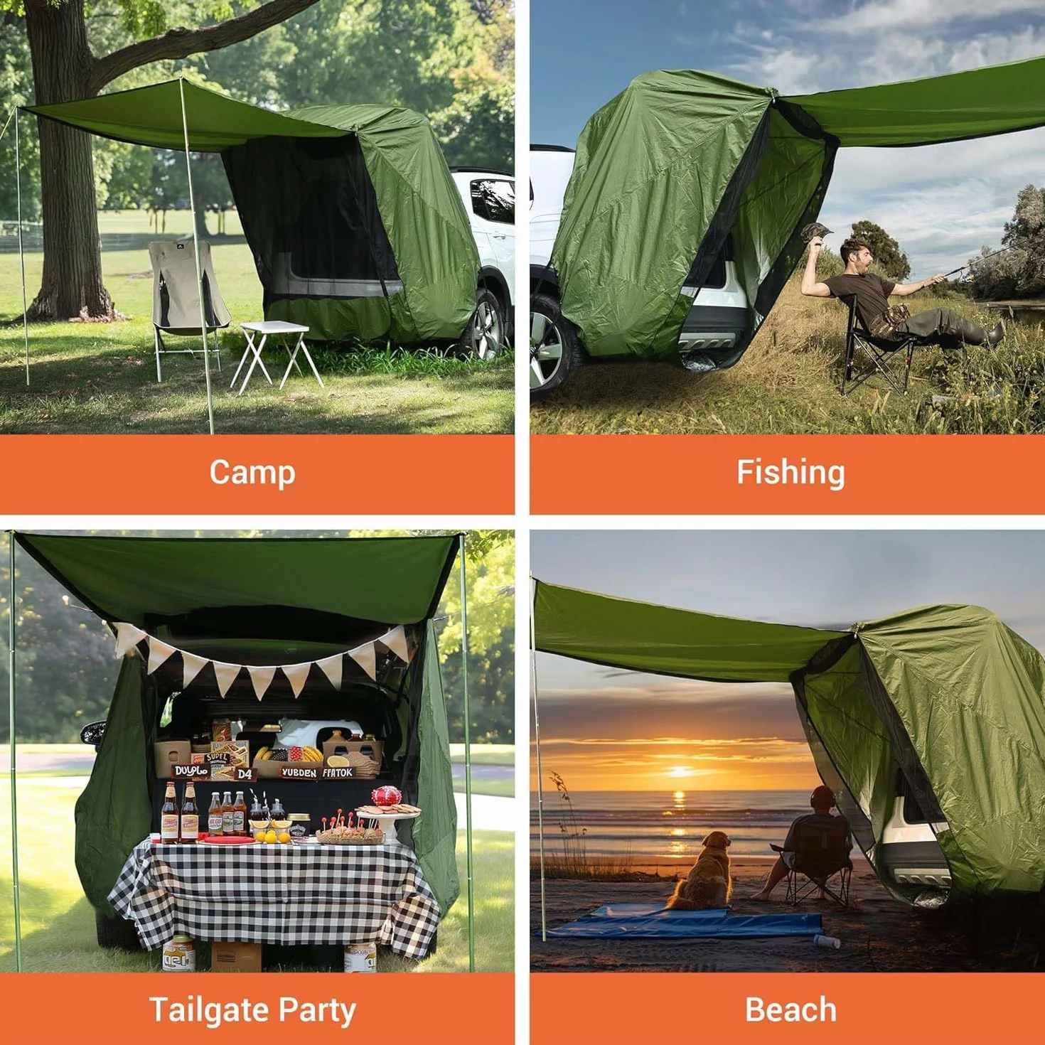 Tienda Trasera de Gran Capacidad para MPV - Toldo Campaña Impermeable con Barra de Soporte Integrada - Compatible con Adaptado a Peugeot Partner, Citroën Berlingo, Ford Tourneo