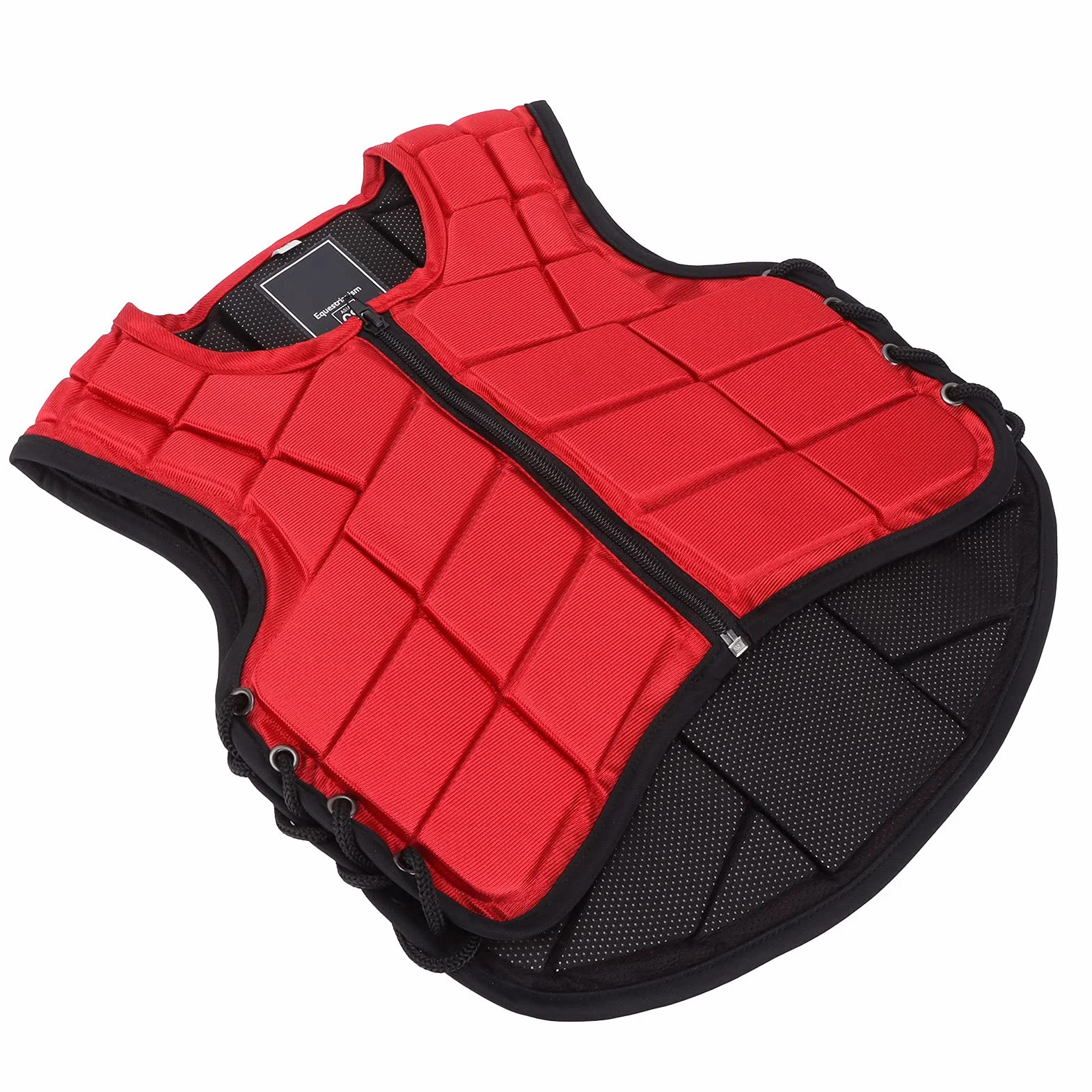RiToEasysports Chaleco Ecuestre para Niños, Chaleco Ecuestre de Seguridad para Montar a Caballo, Diseño Lateral Ajustable, Chaleco Protector de Cuerpo Ecuestre Acolchado de Espuma, Rojo para