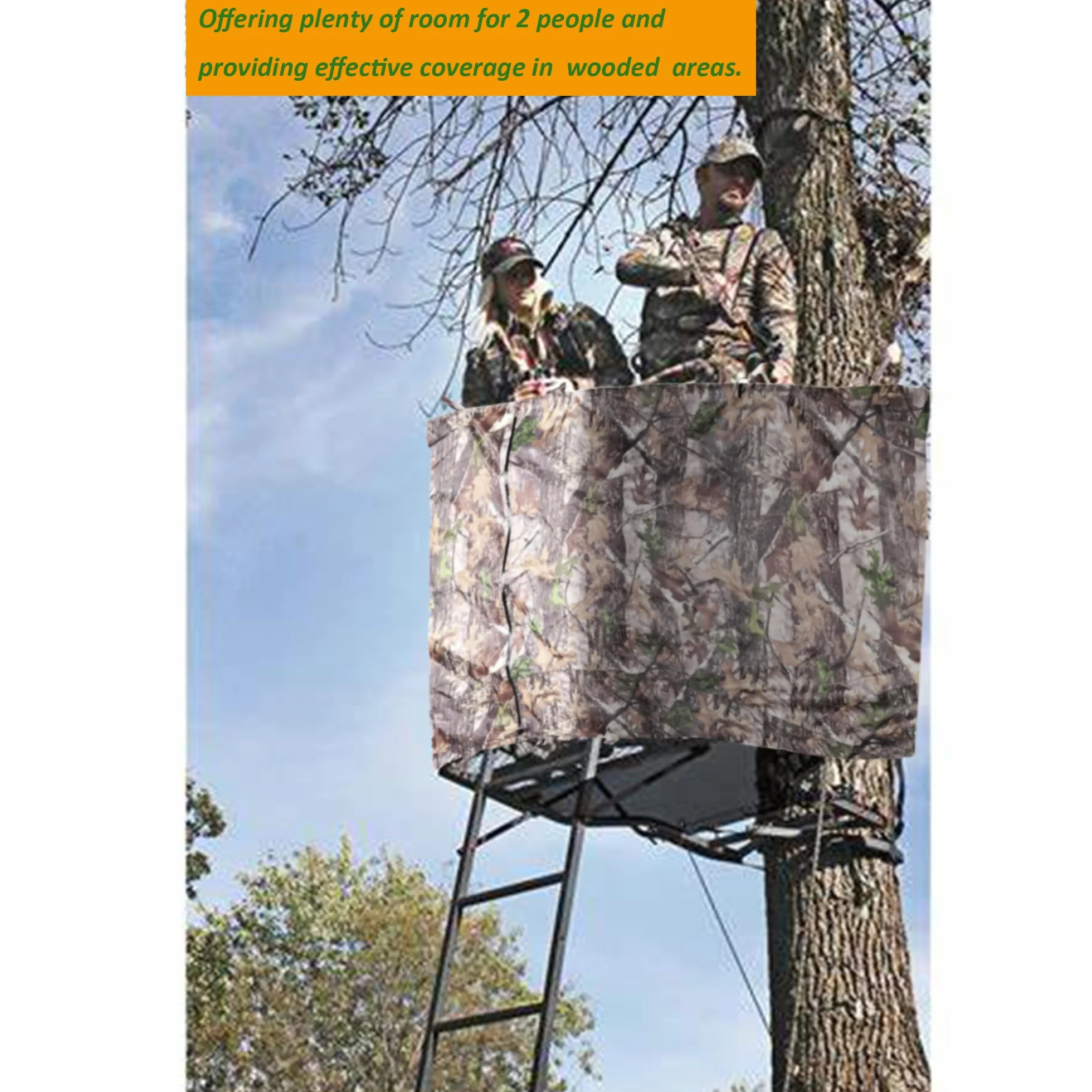 Persianas elevadas de 102 x 37 pulgadas, con soporte para árbol de caza, diseño de camuflaje, con cremallera, para ciervos de caza, pavo (marcos no incluidos)