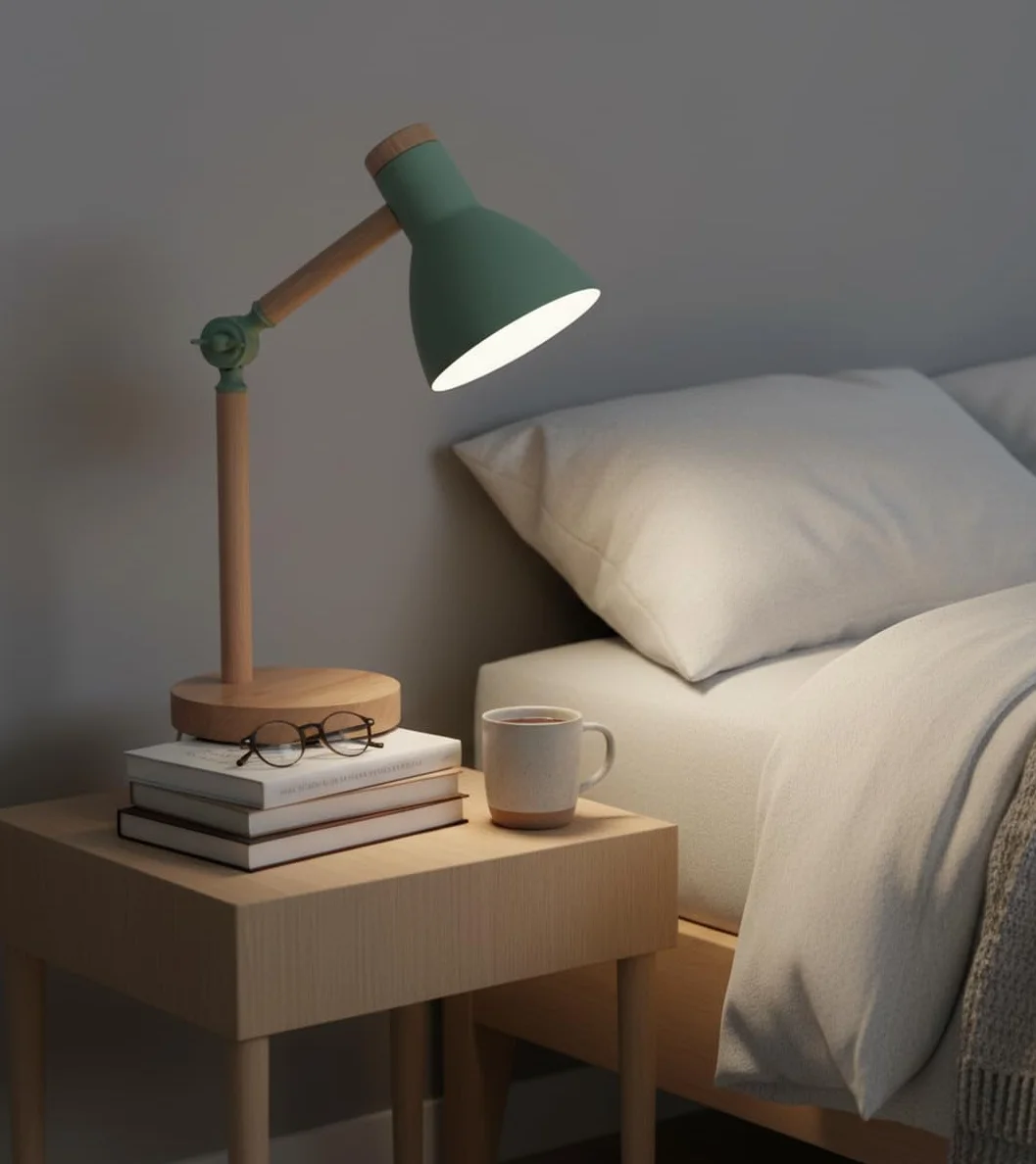 Lámpara Flexo de Escritorio TEACHER 1xE-27 Madera Metal 47cm Verde