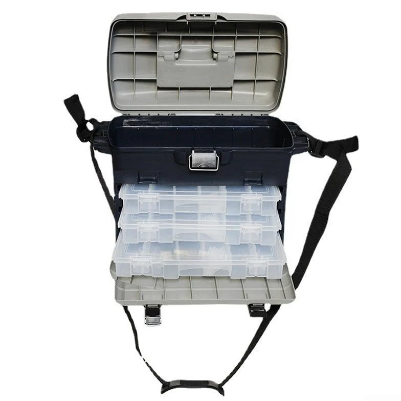 Caja de aparejos de pesca de tres capas con separadores ajustables para señuelos anzuelos caja organizadora de almacenamiento de cebo