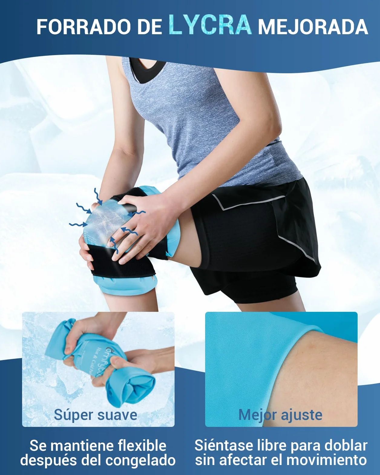 Comfytemp Bolsa de Hielo para Rodilla, Terapia Frío Caliente Reutilizable, Gel para Lesiones, Hinchazón, Esguinces