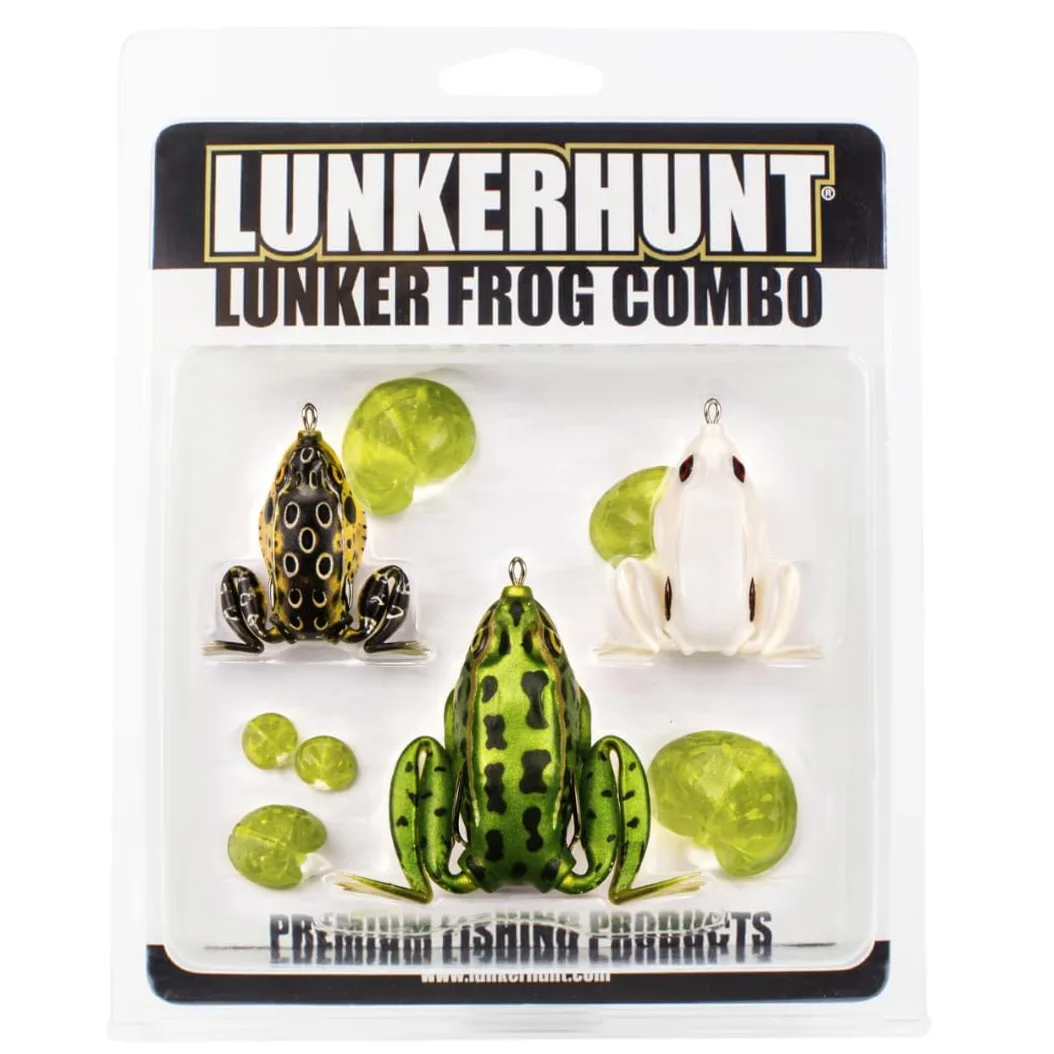 Lunkerhunt - Kit de señuelo de Pesca (Paquete de 3) | 1 Tortuga, 1 Rana, 1 pez Sol | Cebo de Pesca de Agua Superior para Pesca de lubina, anzuelos sin Malas Hierbas