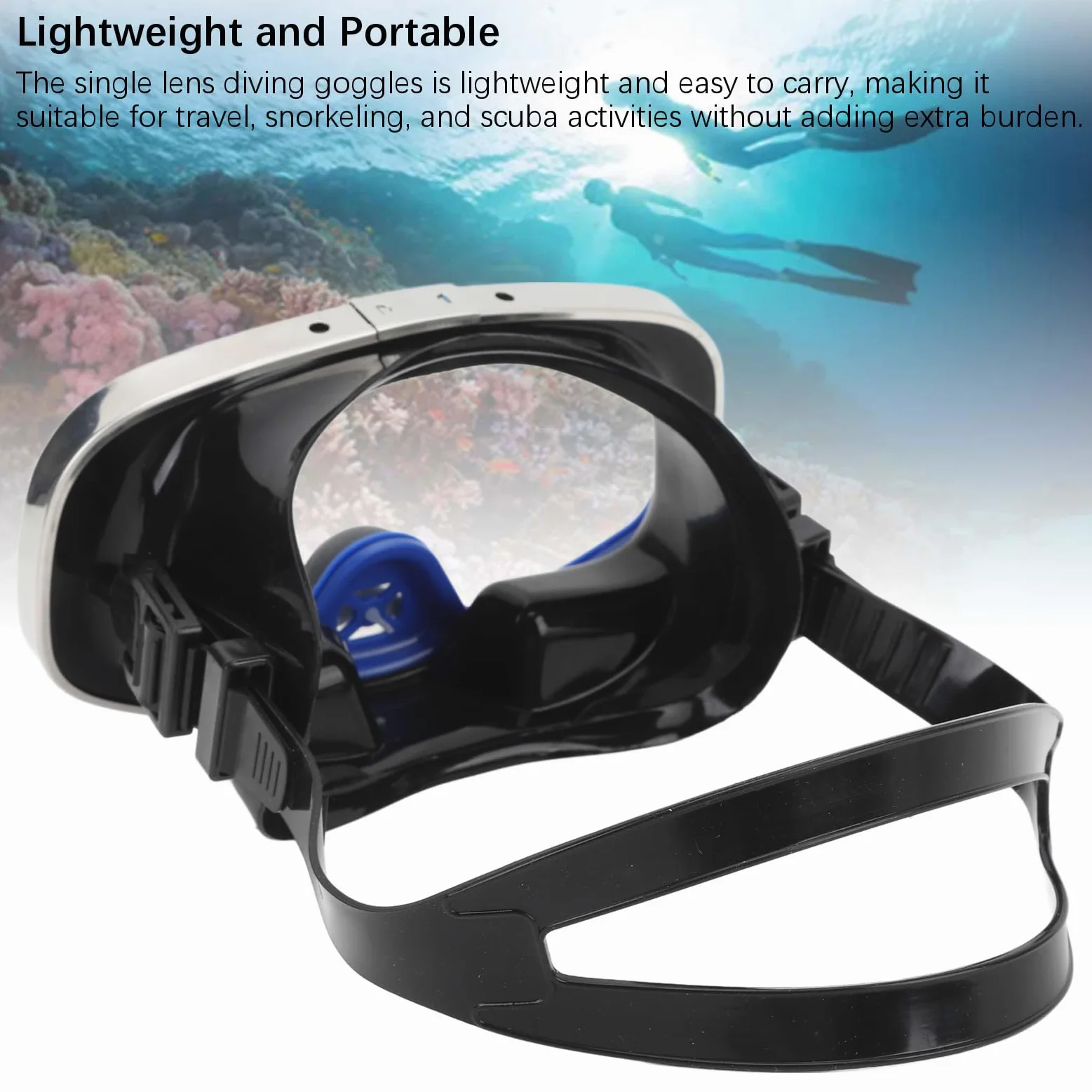 Máscara de Buceo Ovalada, Gafas de Buceo, Visibilidad Clara, Ovaladas, HD, Antivaho, Gafas de Buceo, Diseño de Válvula de Nariz, Vidrio Templado, Lente única, Gafas de Snorkel
